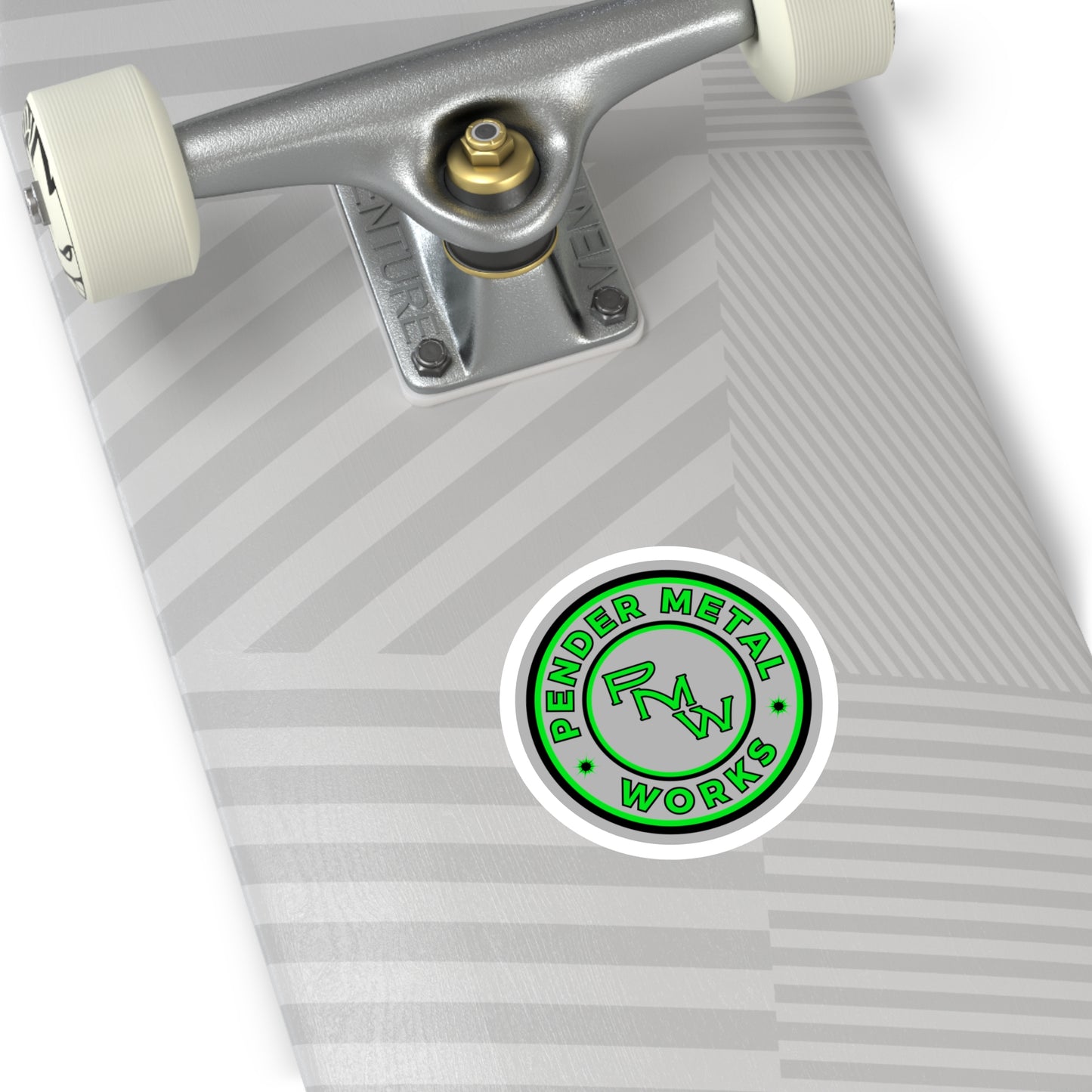 Custom Round Stickers, Pender Metal Works, Green Logo Decal for Laptop, Water Bottle, Car, Indoor/Outdoor Use