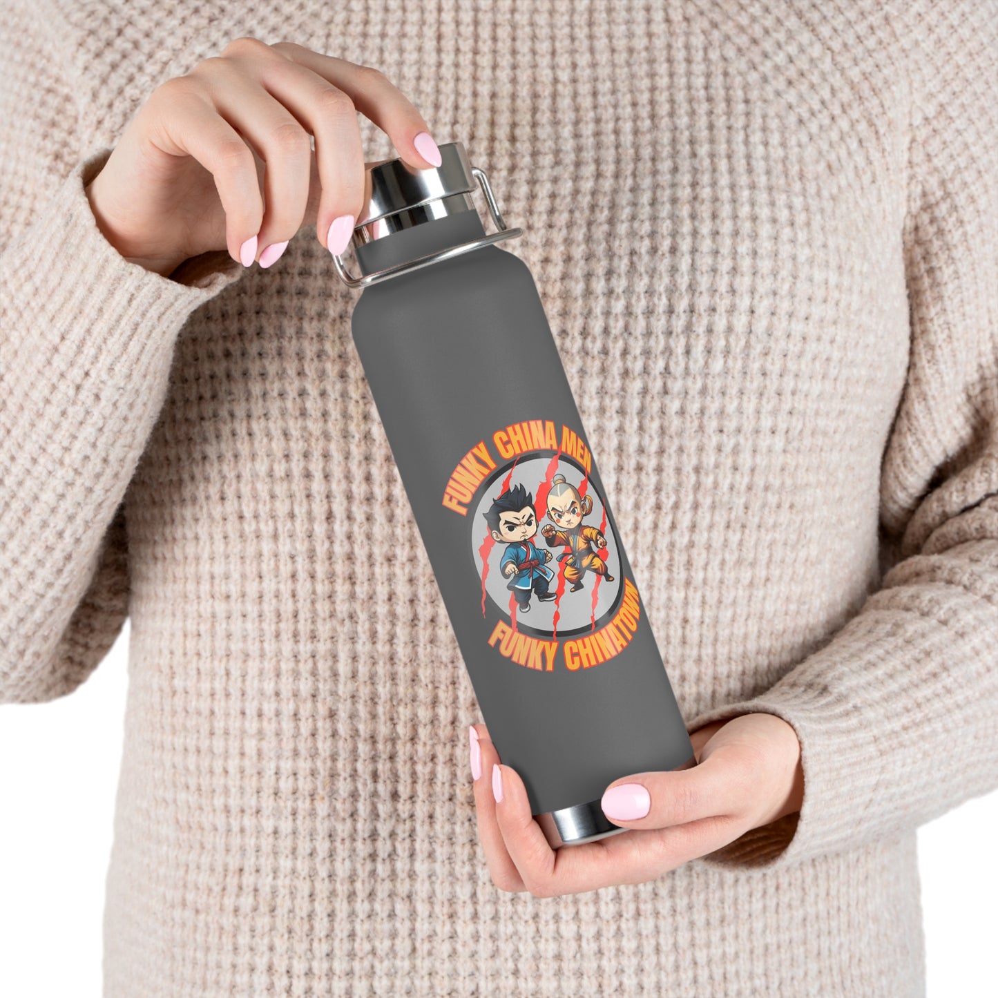 Funky China Men Funky China Town Copper Vacuum Insulated Bottle, 22oz