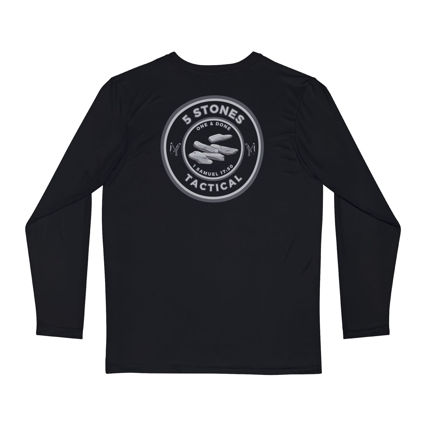 1 Goliath 4 Brothers 5 Stones (Chest) 5 Stones Tactical (Back) Men's Long Sleeve Shirt (AOP)