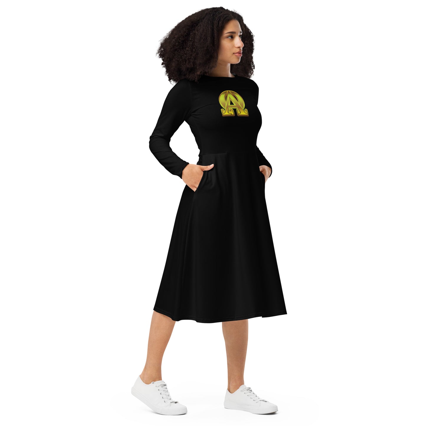 ALPHA & OMEGA Long Sleeve Midi Dress