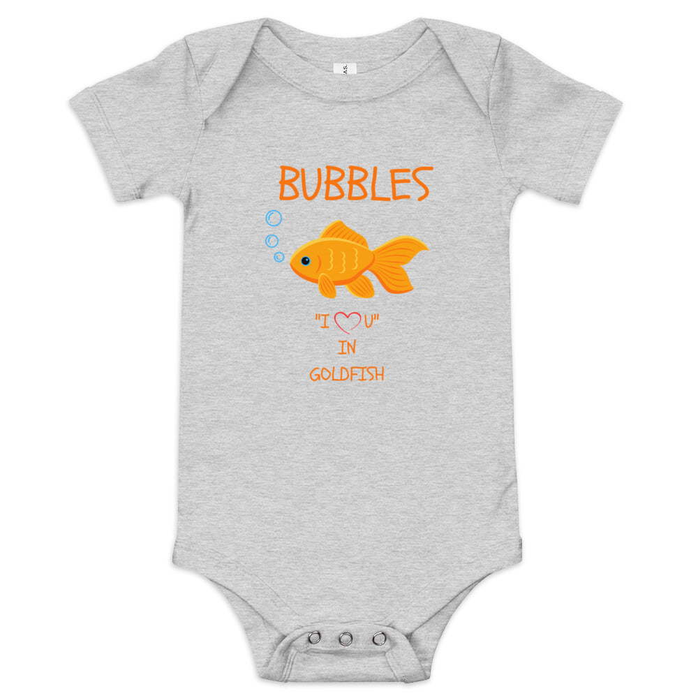 BUBBLES "I LOVE U" IN GOLDFISH Baby short sleeve one piece