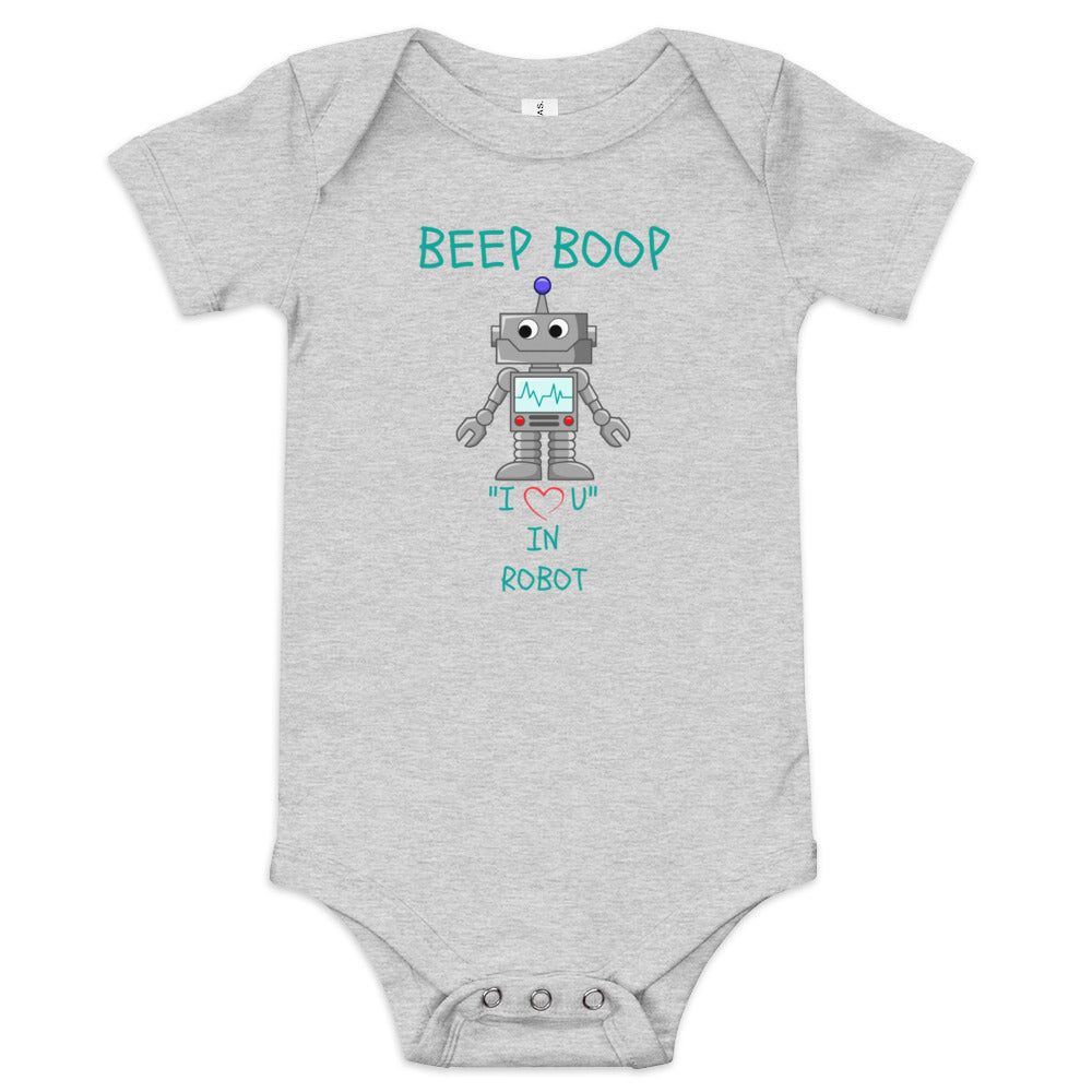 BEEP BOOP "I LOVE U" IN ROBOT Baby short sleeve one piece
