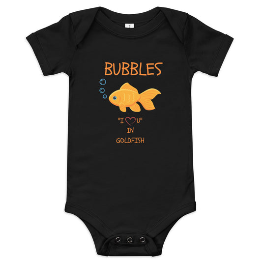 BUBBLES "I LOVE U" IN GOLDFISH Baby short sleeve one piece