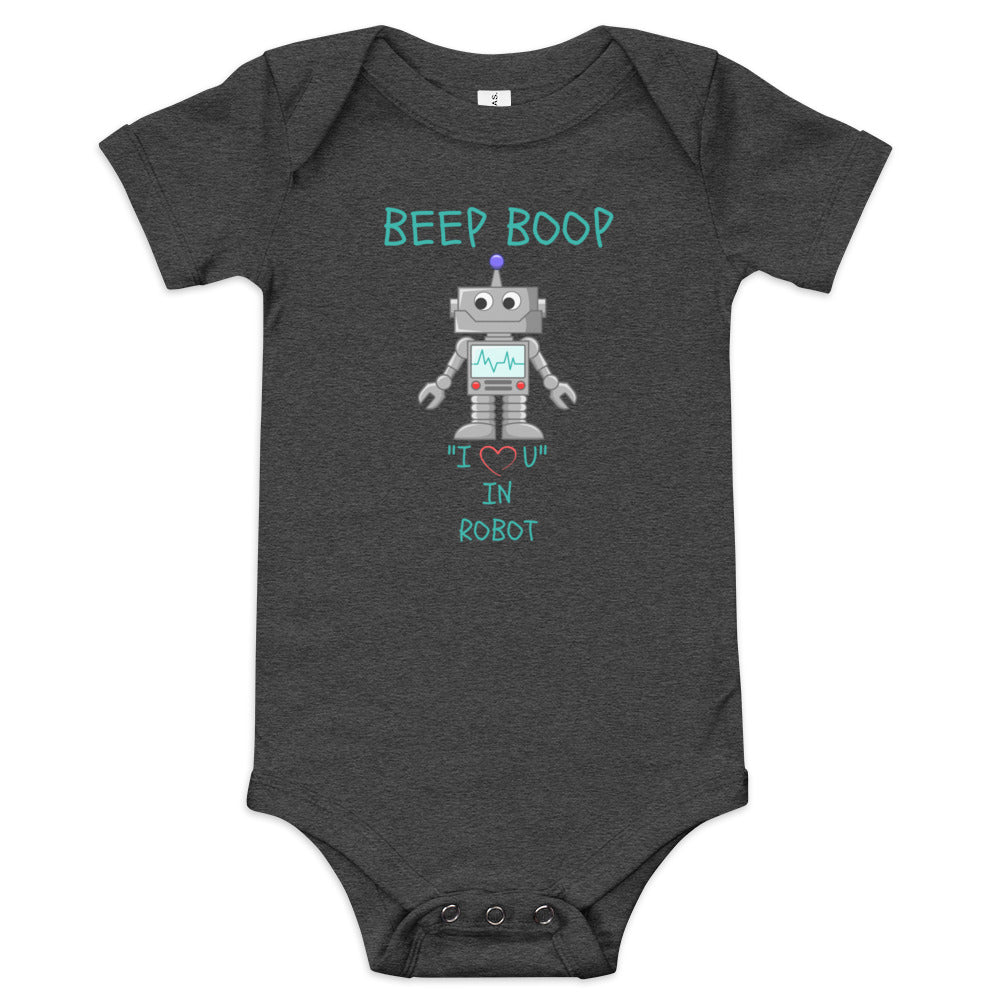 BEEP BOOP "I LOVE U" IN ROBOT Baby short sleeve one piece