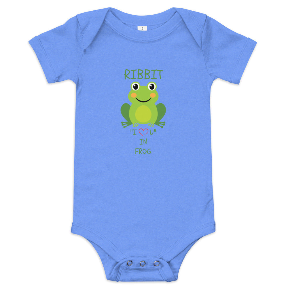 RIBBIT "I LOVE U" IN FROG Baby short sleeve one piece