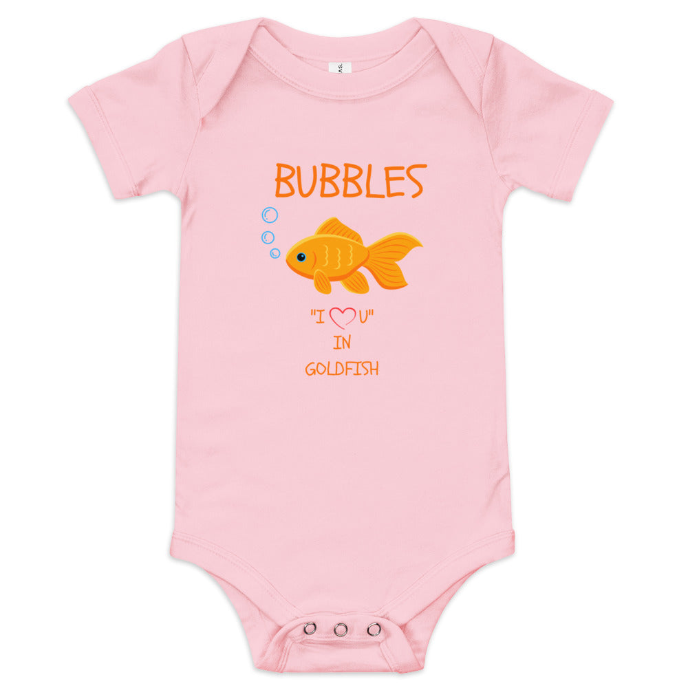 BUBBLES "I LOVE U" IN GOLDFISH Baby short sleeve one piece