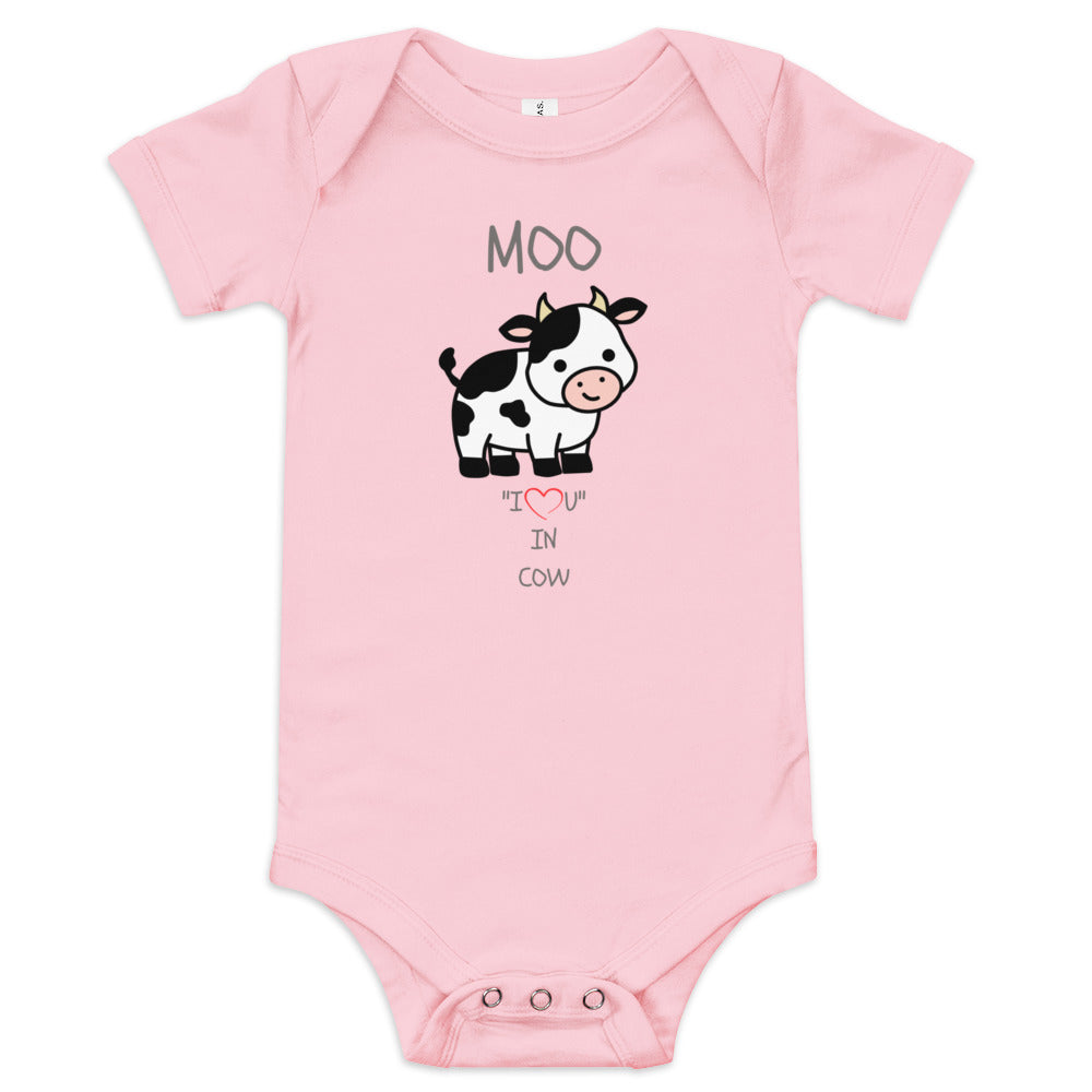 MOO "I LOVE YOU" IN COW Baby short sleeve one piece