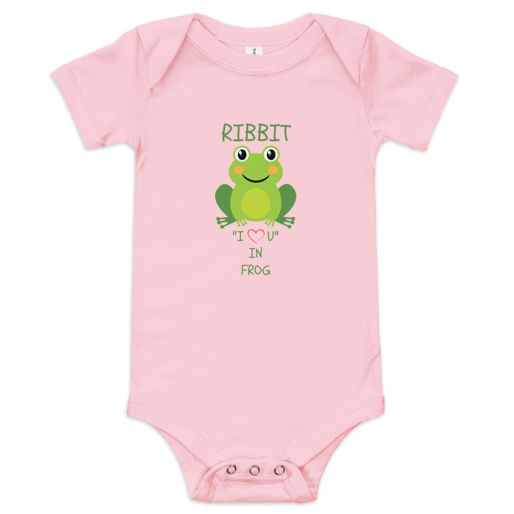 RIBBIT "I LOVE U" IN FROG Baby short sleeve one piece
