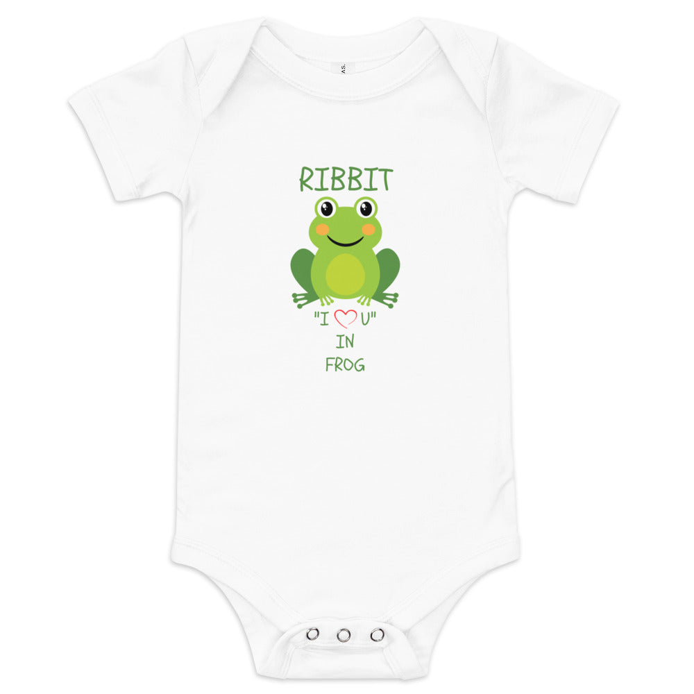 RIBBIT "I LOVE U" IN FROG Baby short sleeve one piece