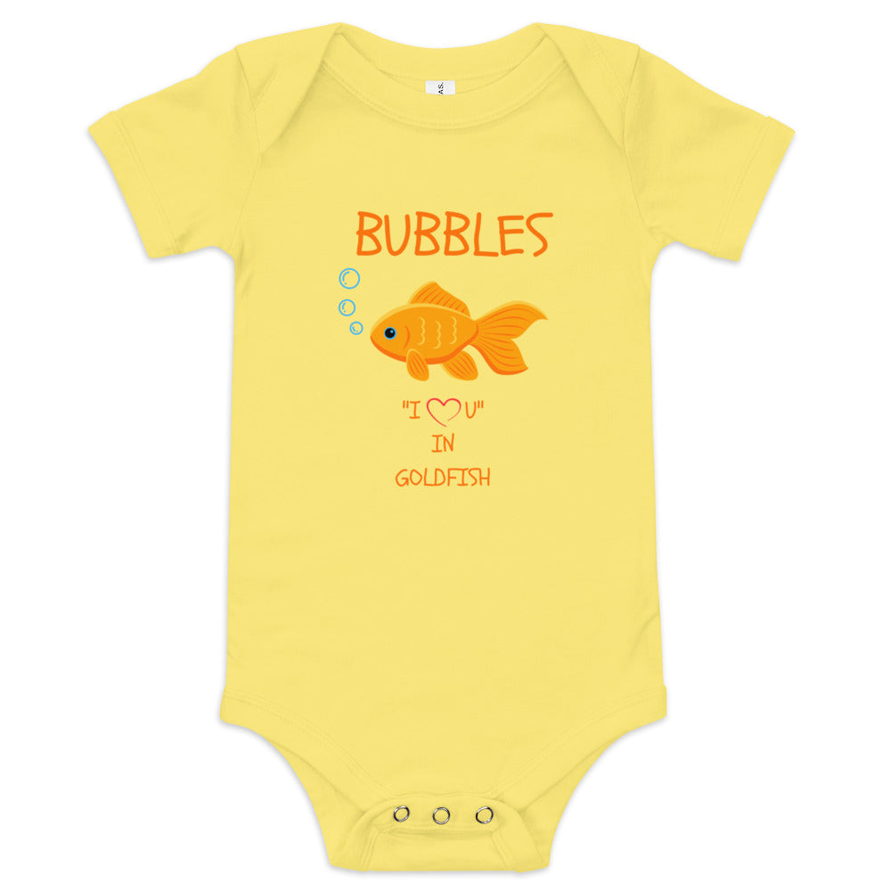 BUBBLES "I LOVE U" IN GOLDFISH Baby short sleeve one piece