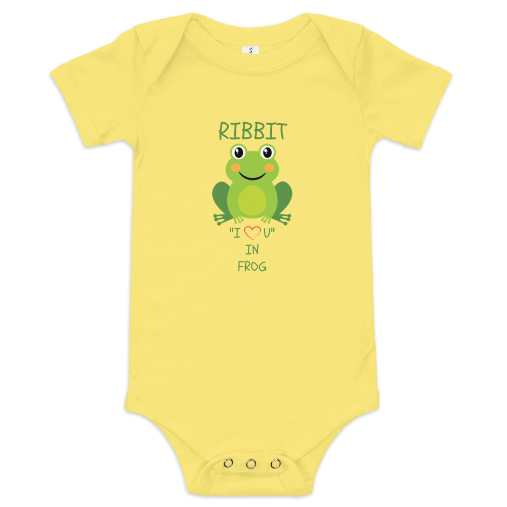 RIBBIT "I LOVE U" IN FROG Baby short sleeve one piece