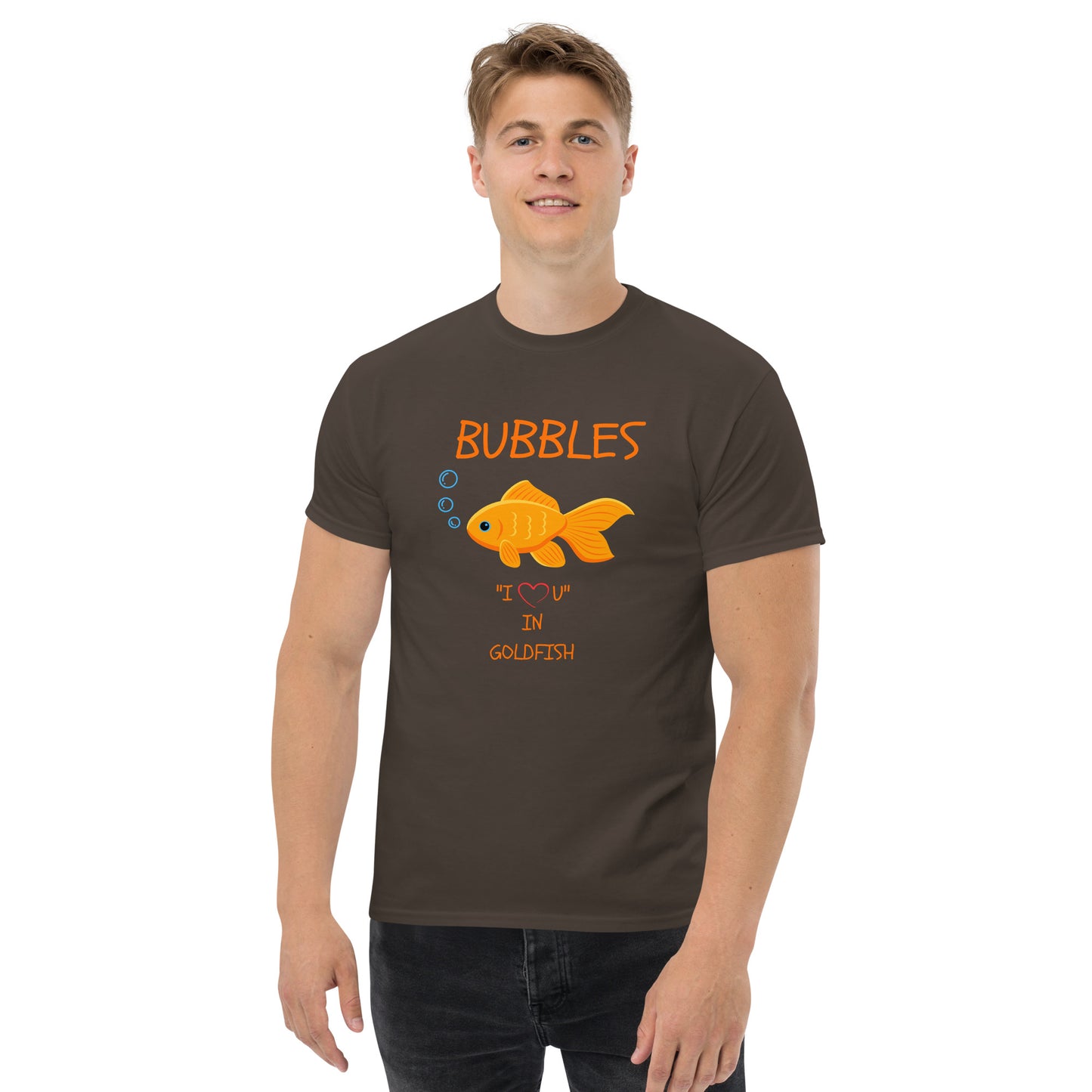BUBBLES "I LOVE U" IN GOLDFISH Men's classic tee