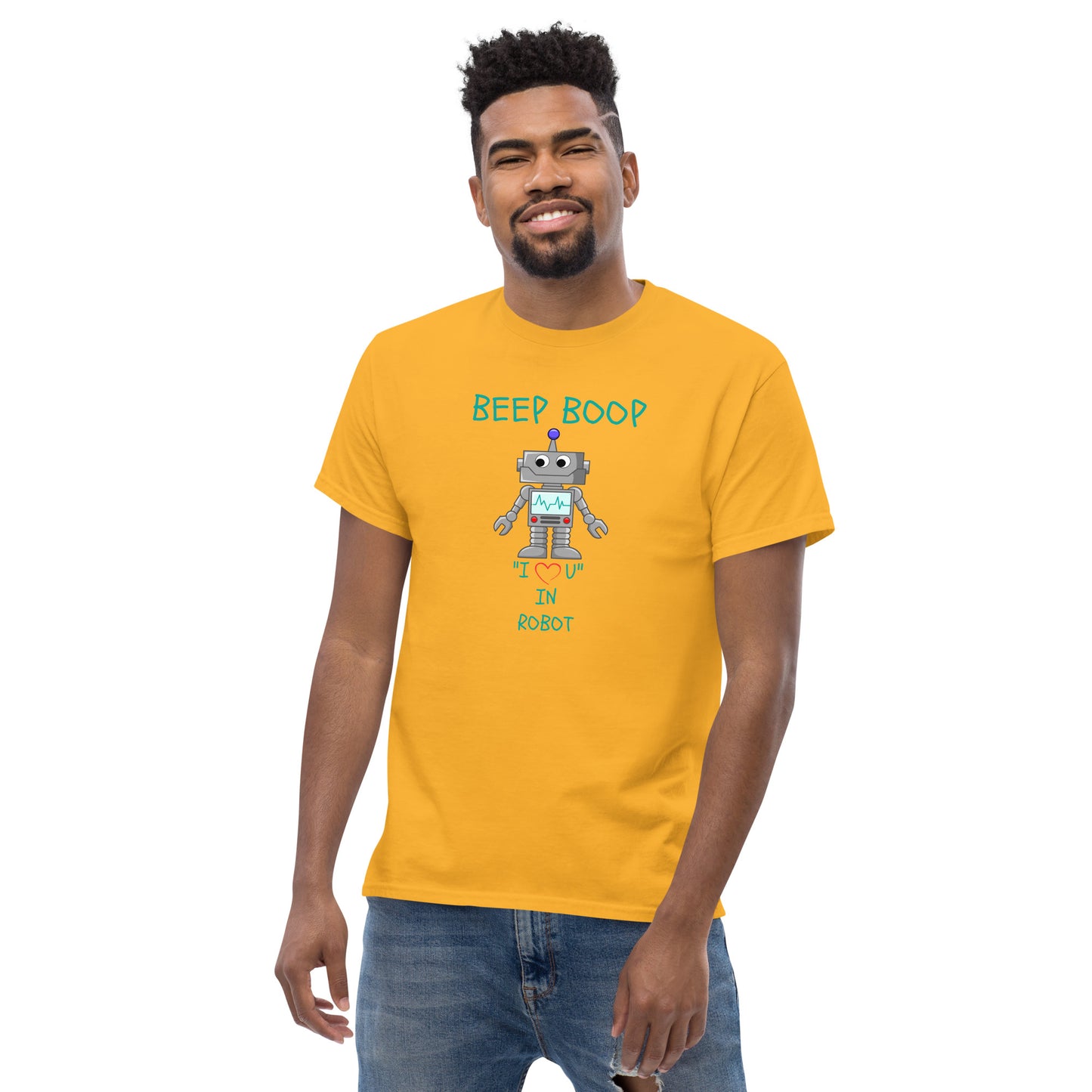 BEEP BOOP "I LOVE U" IN ROBOT Men's classic tee