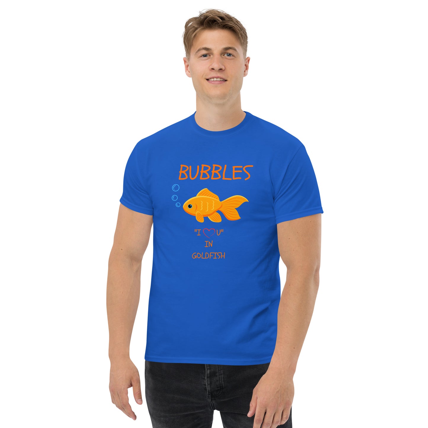 BUBBLES "I LOVE U" IN GOLDFISH Men's classic tee