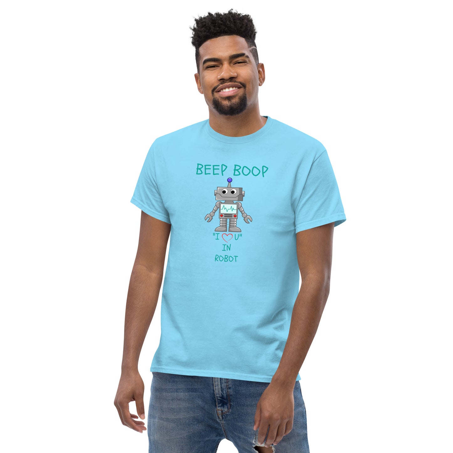 BEEP BOOP "I LOVE U" IN ROBOT Men's classic tee
