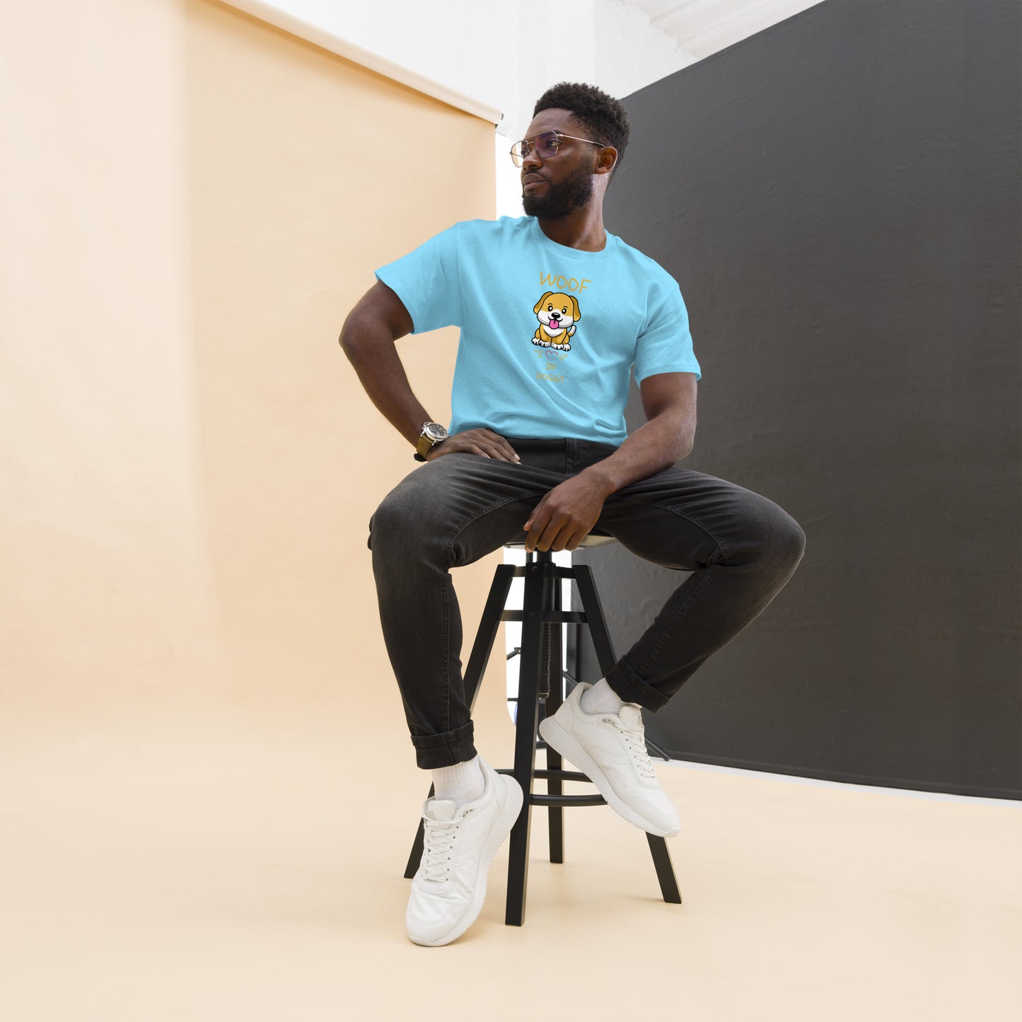 WOOF I "Love" U in Doggy Men's classic tee