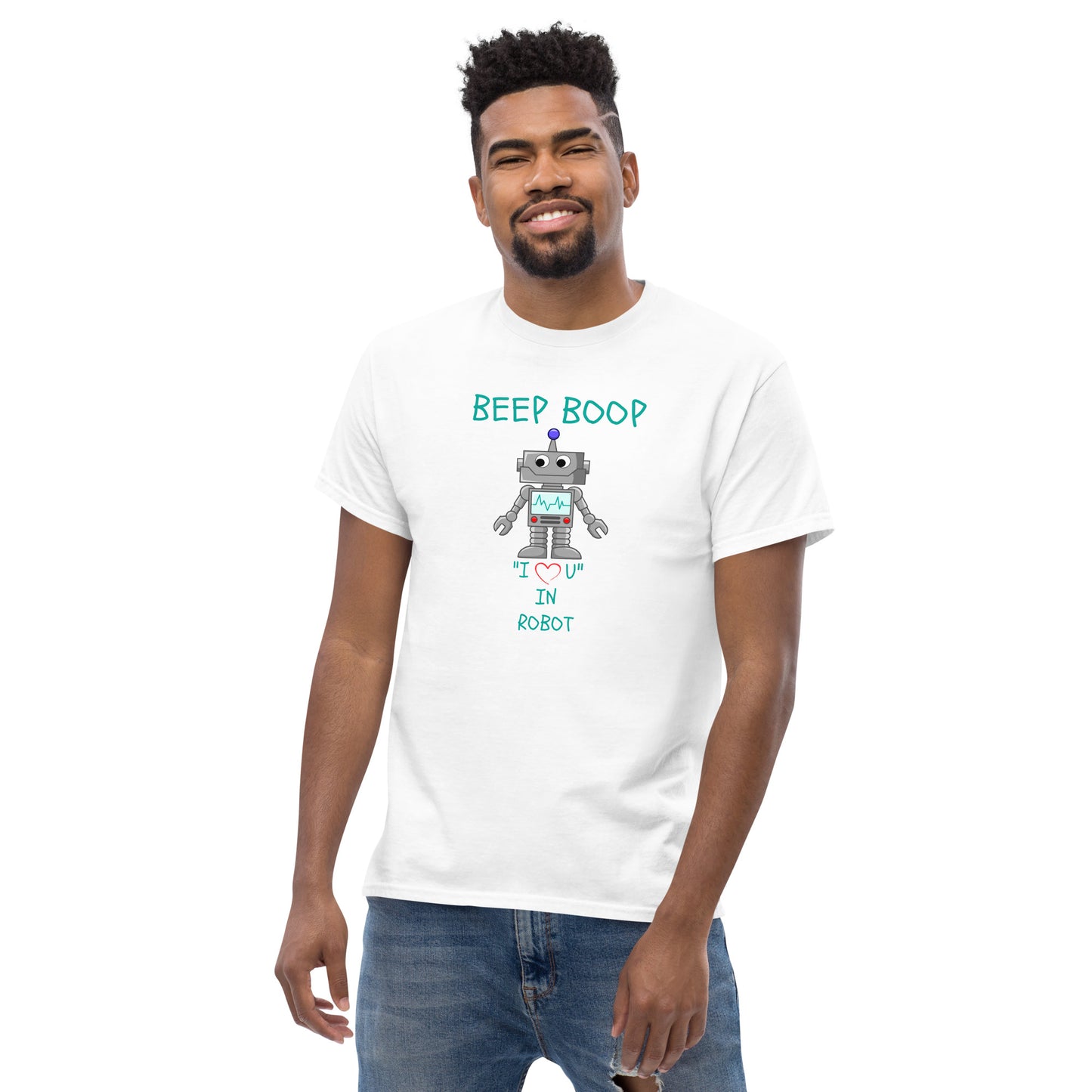 BEEP BOOP "I LOVE U" IN ROBOT Men's classic tee