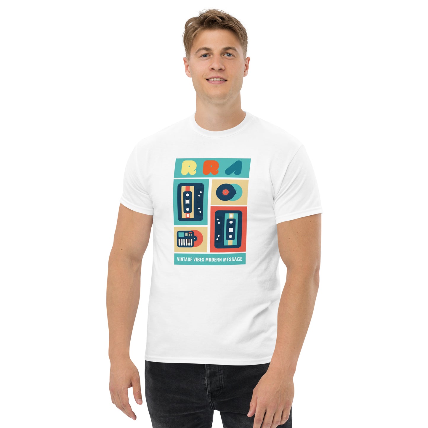 RRA Vintage Vibes Modern Message Cassettes and Vinyl Men's classic tee