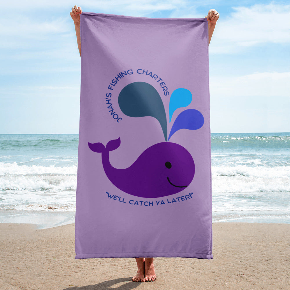 Jonah's Fishing Charters "We'll Catch Ya Later!" Beach Towel