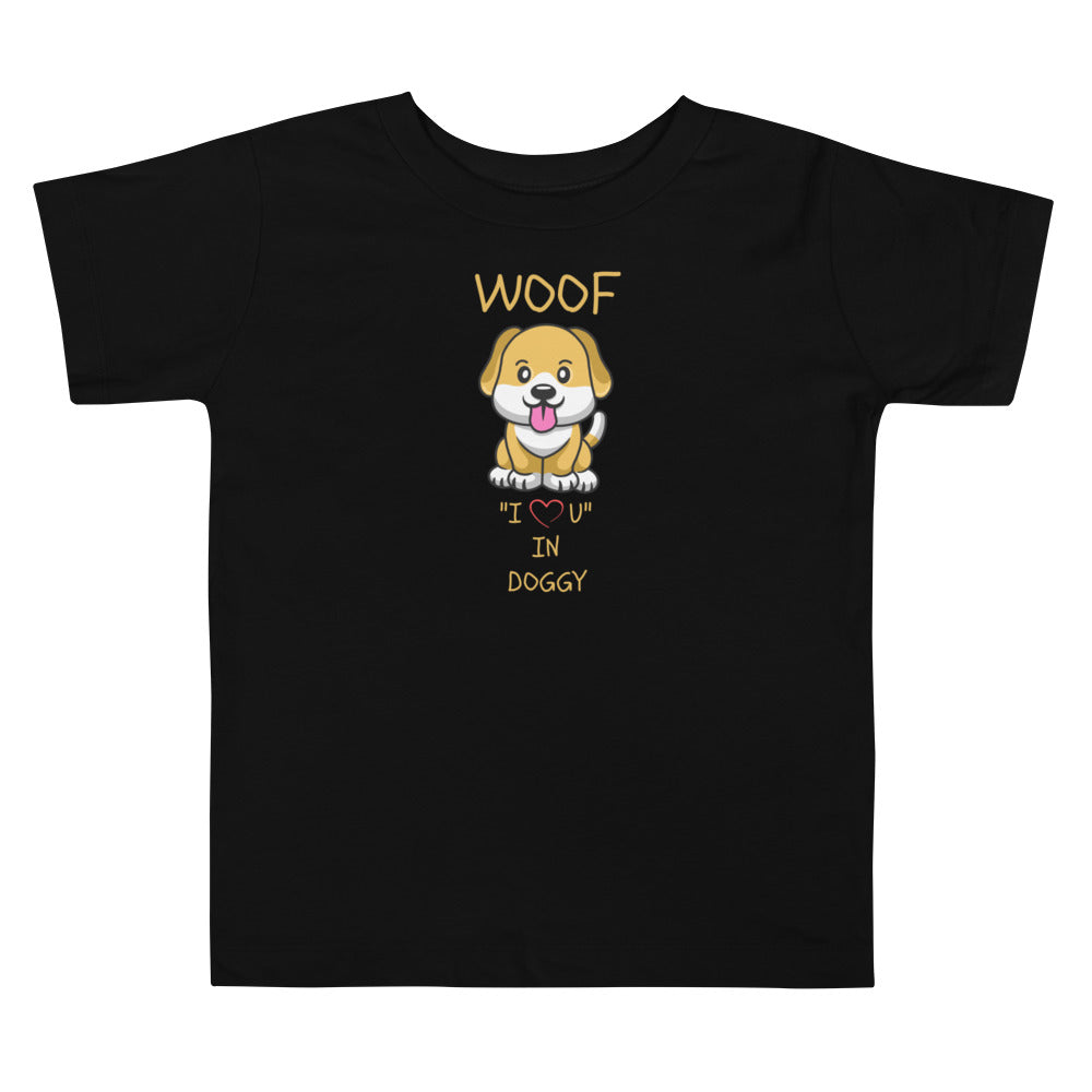 WOOF I "Love" U in Doggy Toddler Short Sleeve Tee