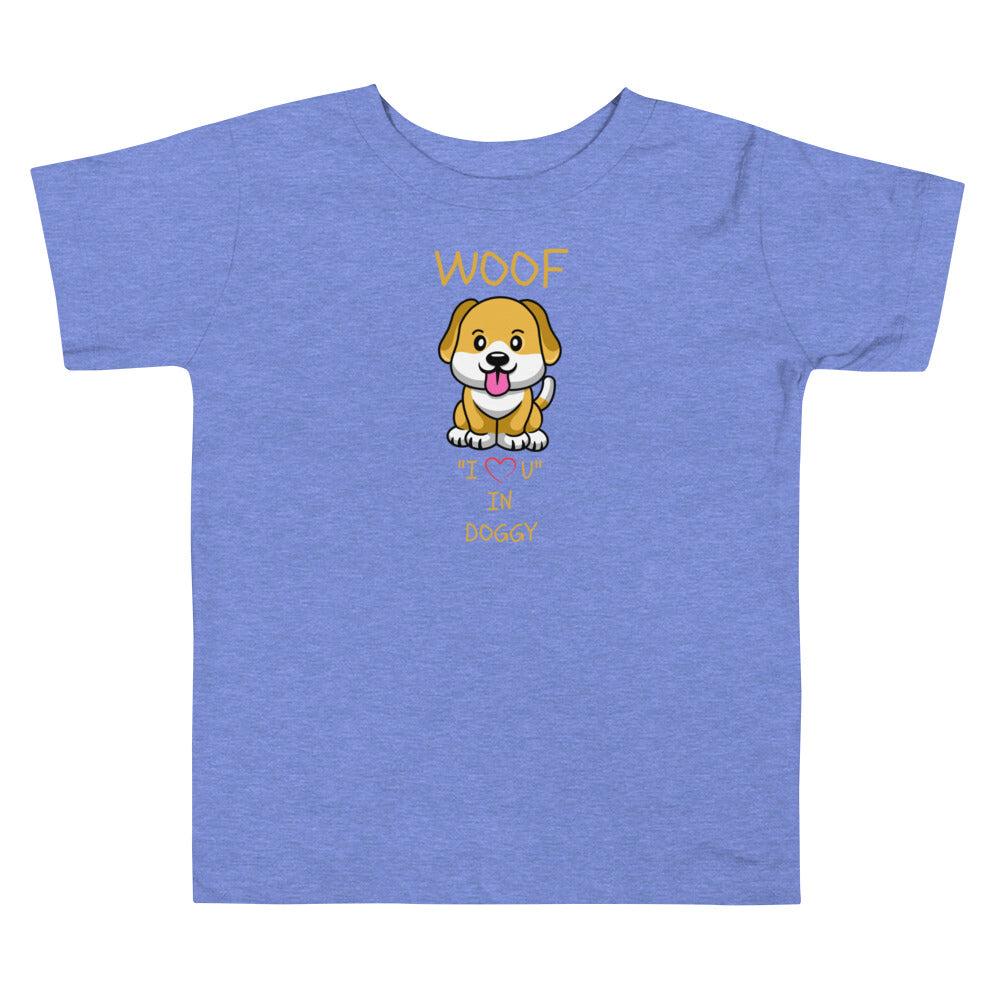 WOOF I "Love" U in Doggy Toddler Short Sleeve Tee