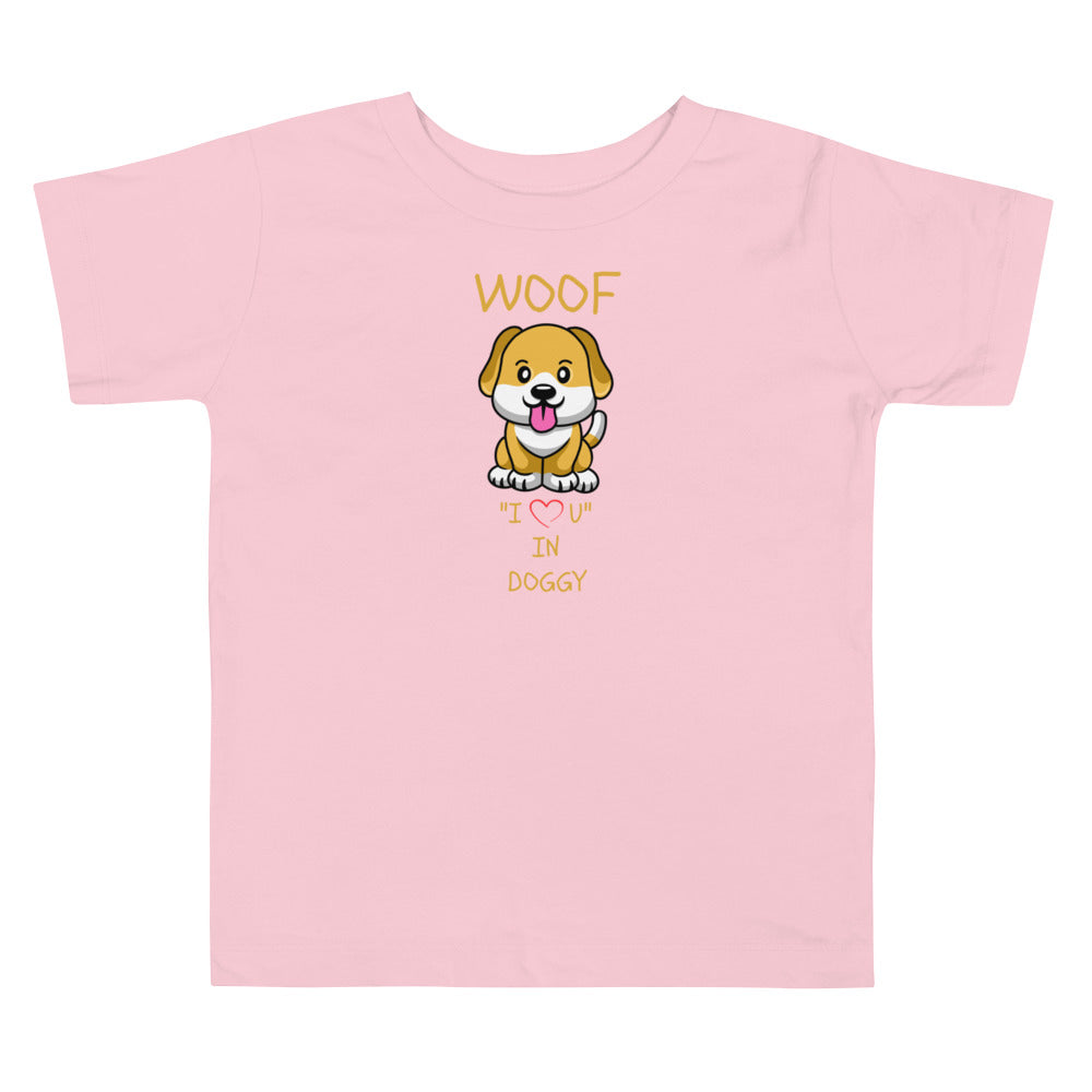 WOOF I "Love" U in Doggy Toddler Short Sleeve Tee