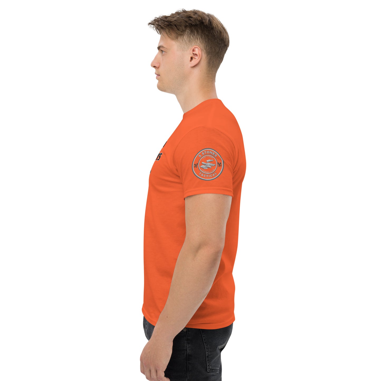 1 Goliath 4 Brothers 5 Stones (Chest) 5 Stones Tactical (Left Arm) Unisex Classic Tee