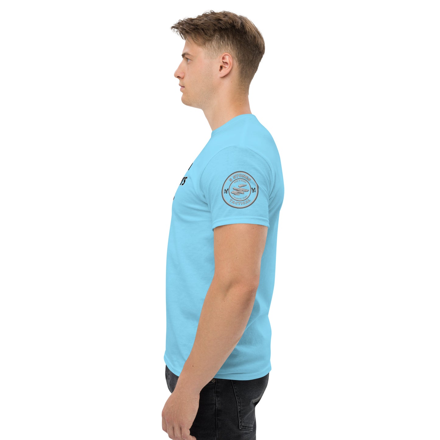1 Goliath 4 Brothers 5 Stones (Chest) 5 Stones Tactical (Left Arm) Unisex Classic Tee