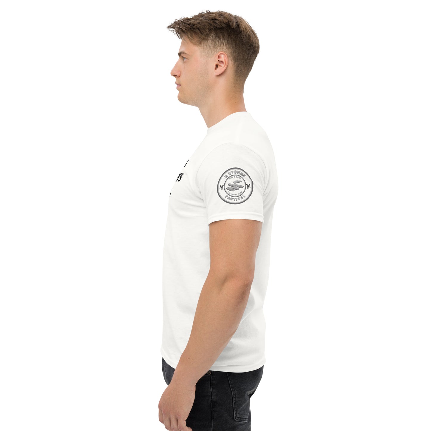 1 Goliath 4 Brothers 5 Stones (Chest) 5 Stones Tactical (Left Arm) Unisex Classic Tee