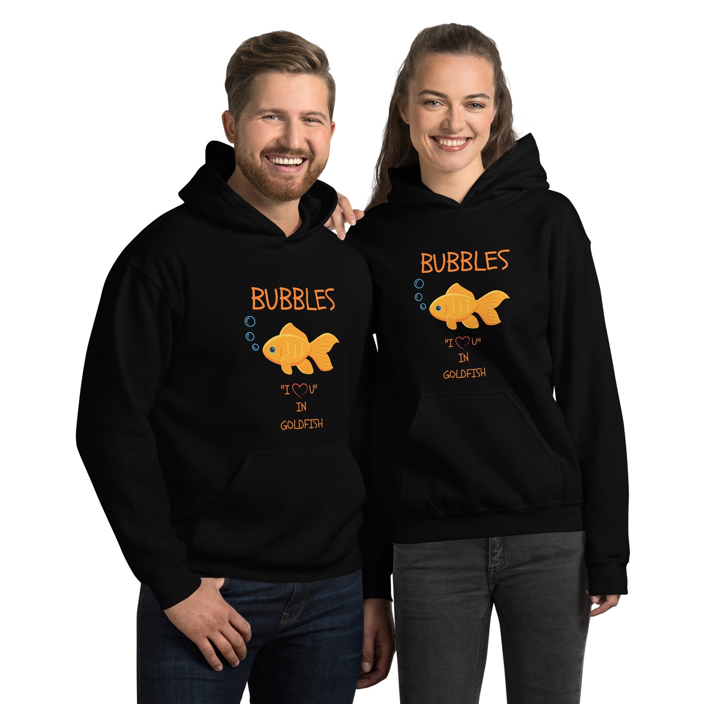 BUBBLES "I LOVE U" IN GOLDFISH Unisex Hoodie