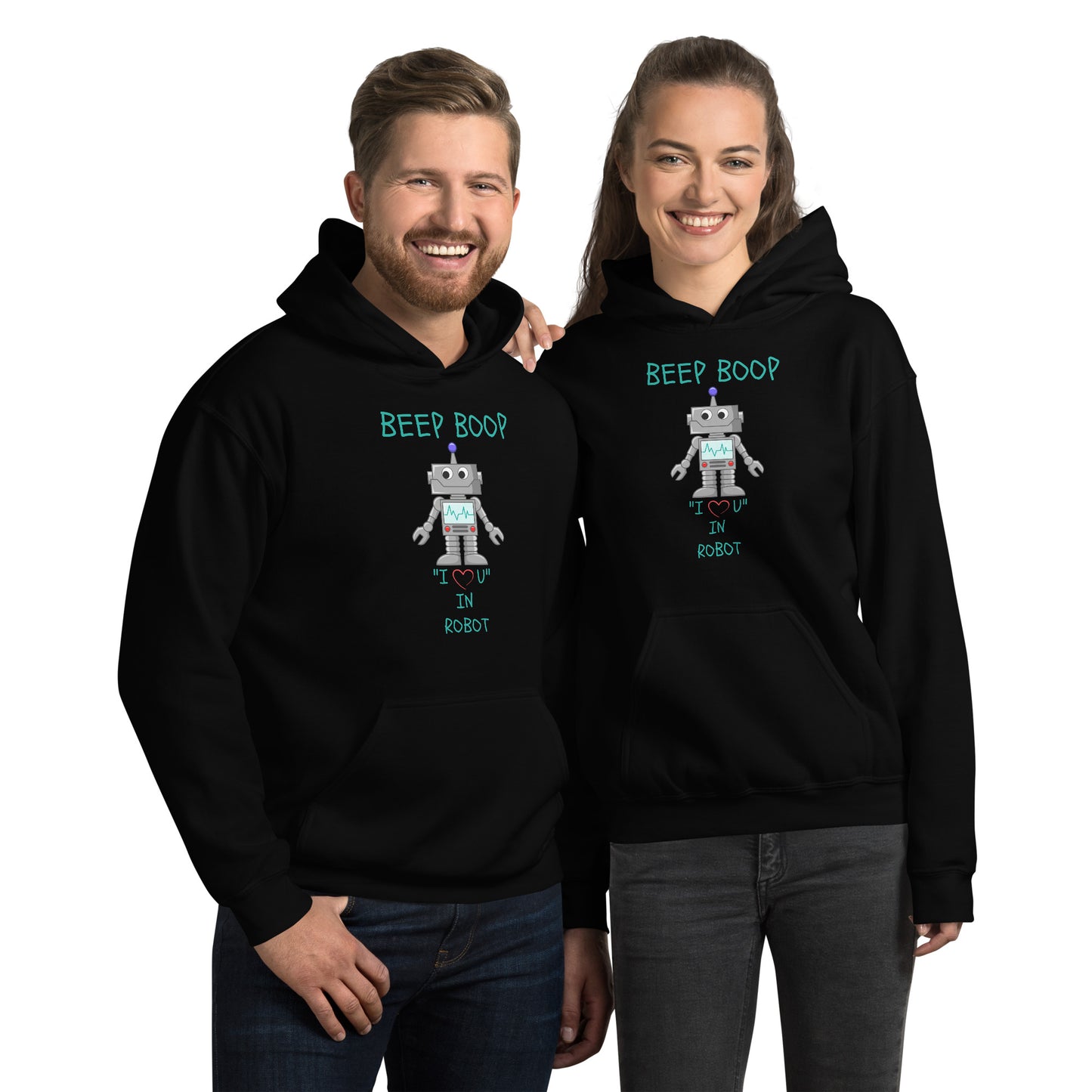 BEEP BOOP "I LOVE U" IN ROBOT Unisex Hoodie