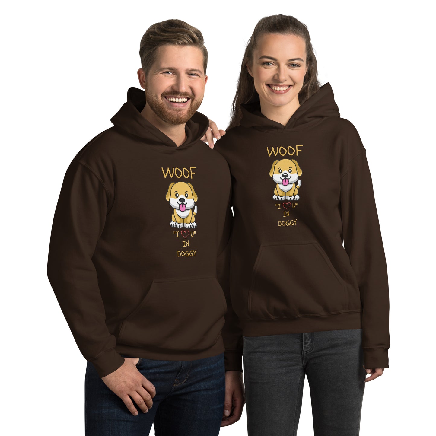 WOOF I "Love" U in Doggy Unisex Hoodie