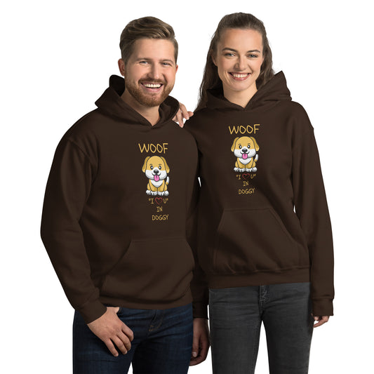WOOF I "Love" U in Doggy Unisex Hoodie