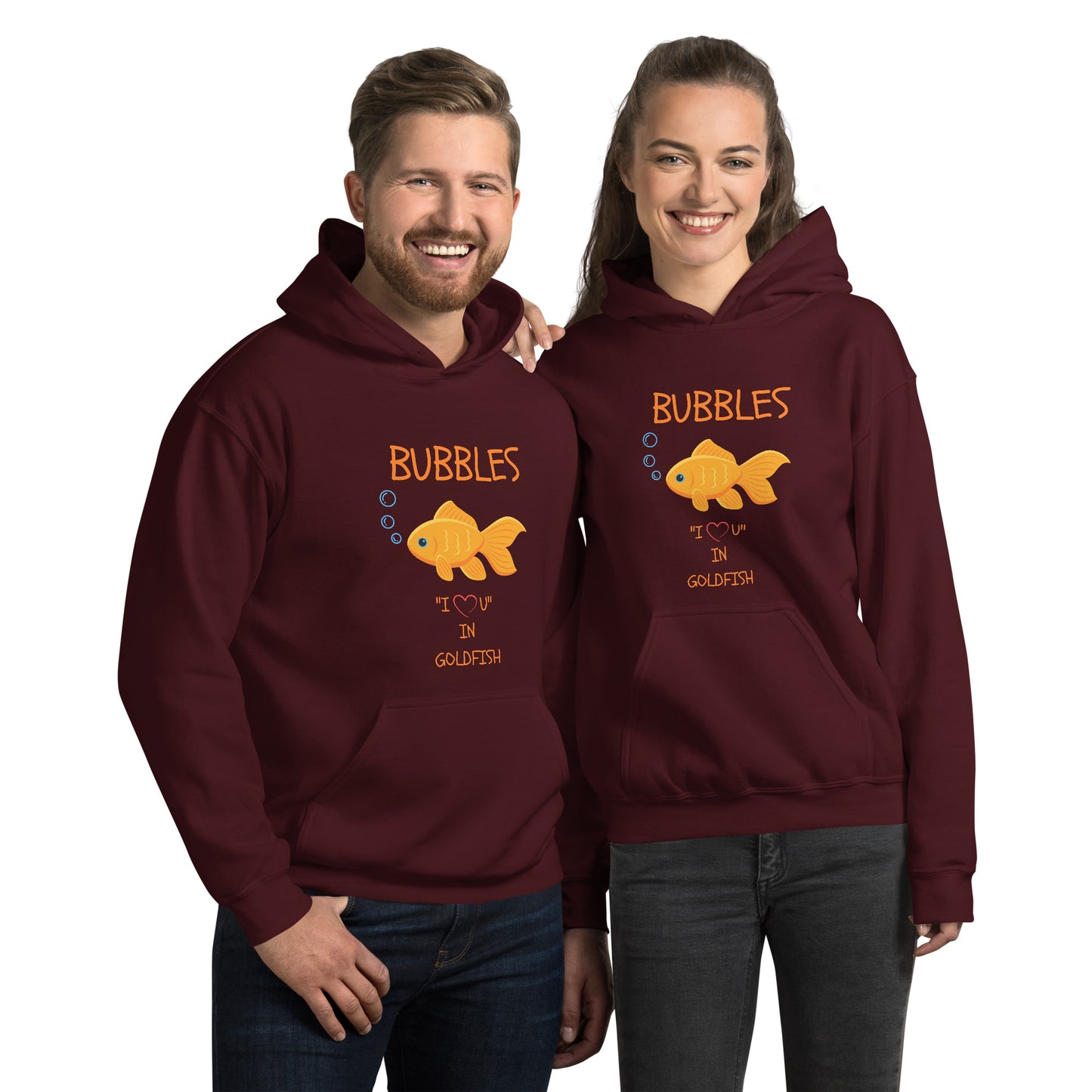 BUBBLES "I LOVE U" IN GOLDFISH Unisex Hoodie