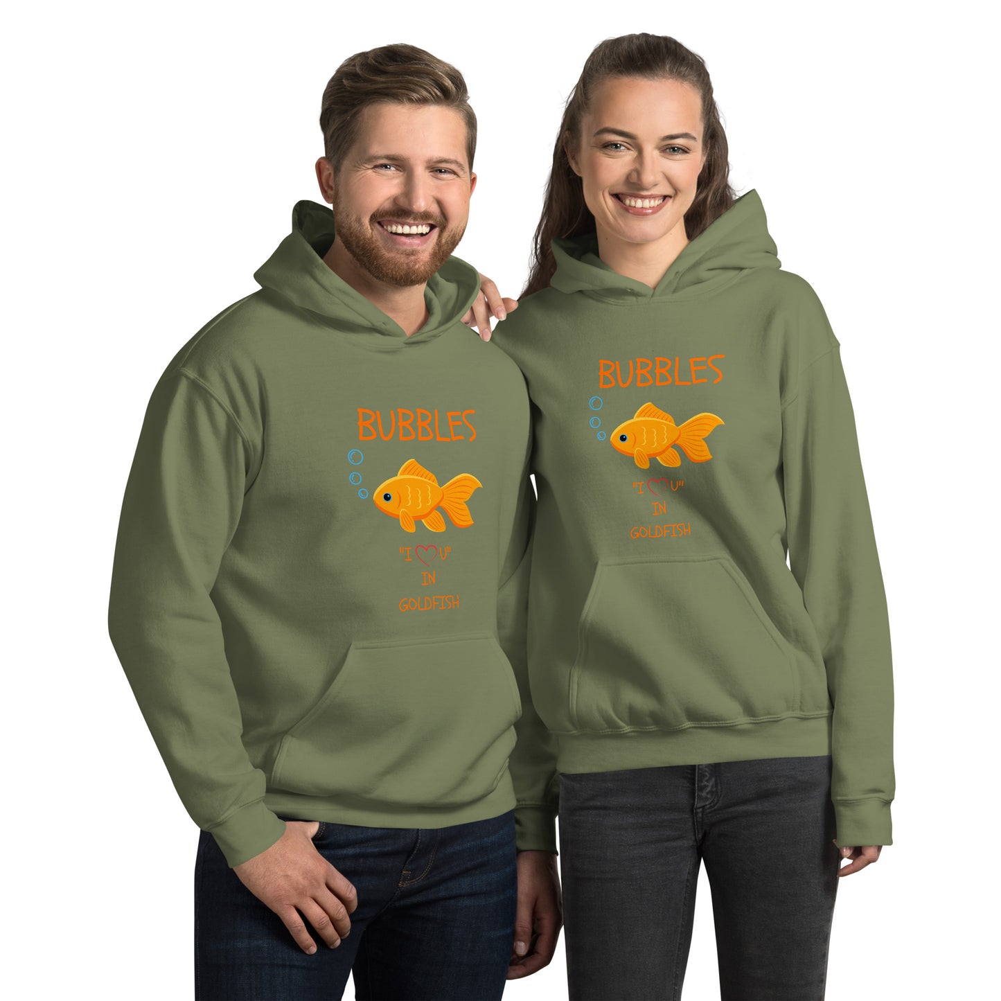 BUBBLES "I LOVE U" IN GOLDFISH Unisex Hoodie