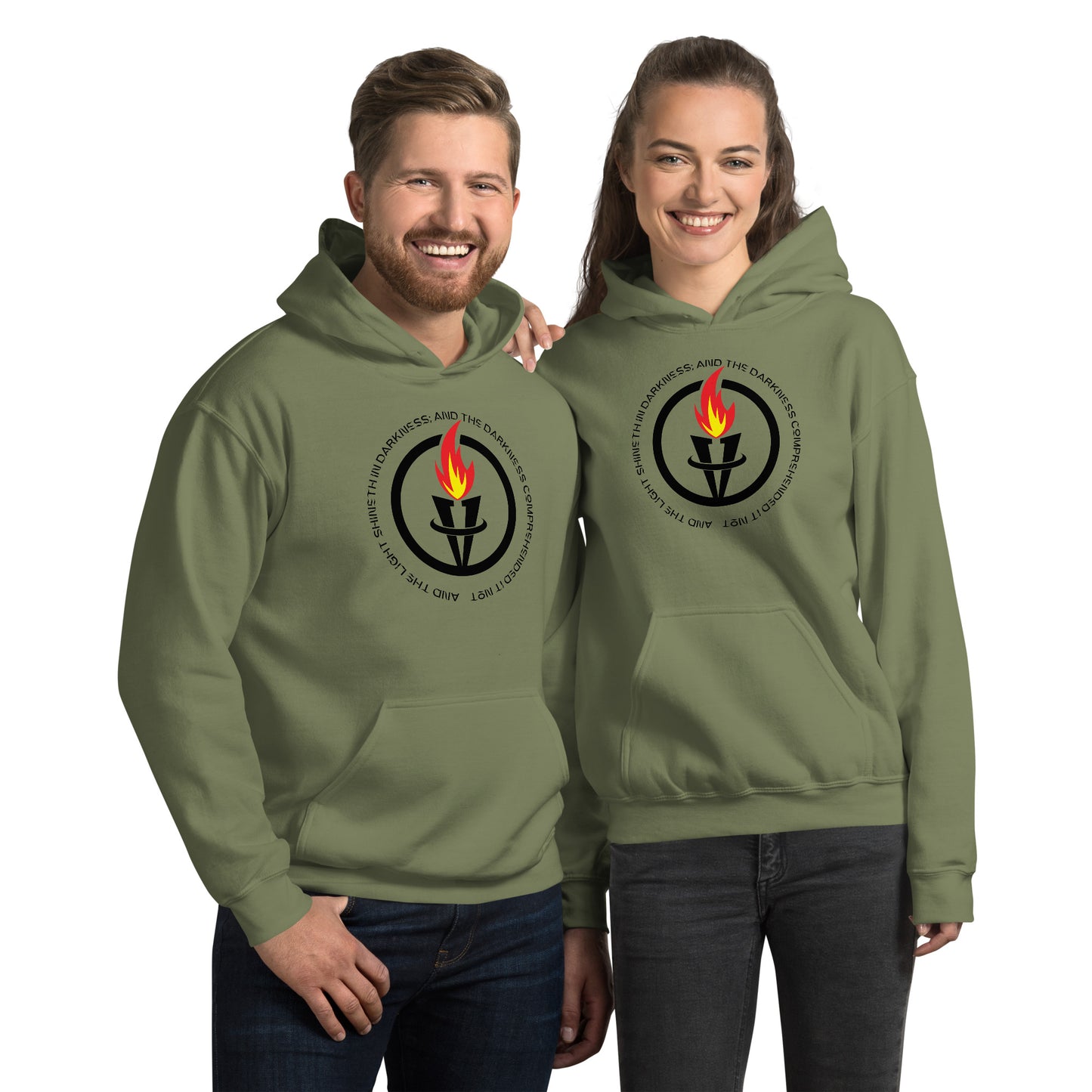 And the light shineth in darkness; and the darkness comprehended it not John 1:5 Unisex Hoodie