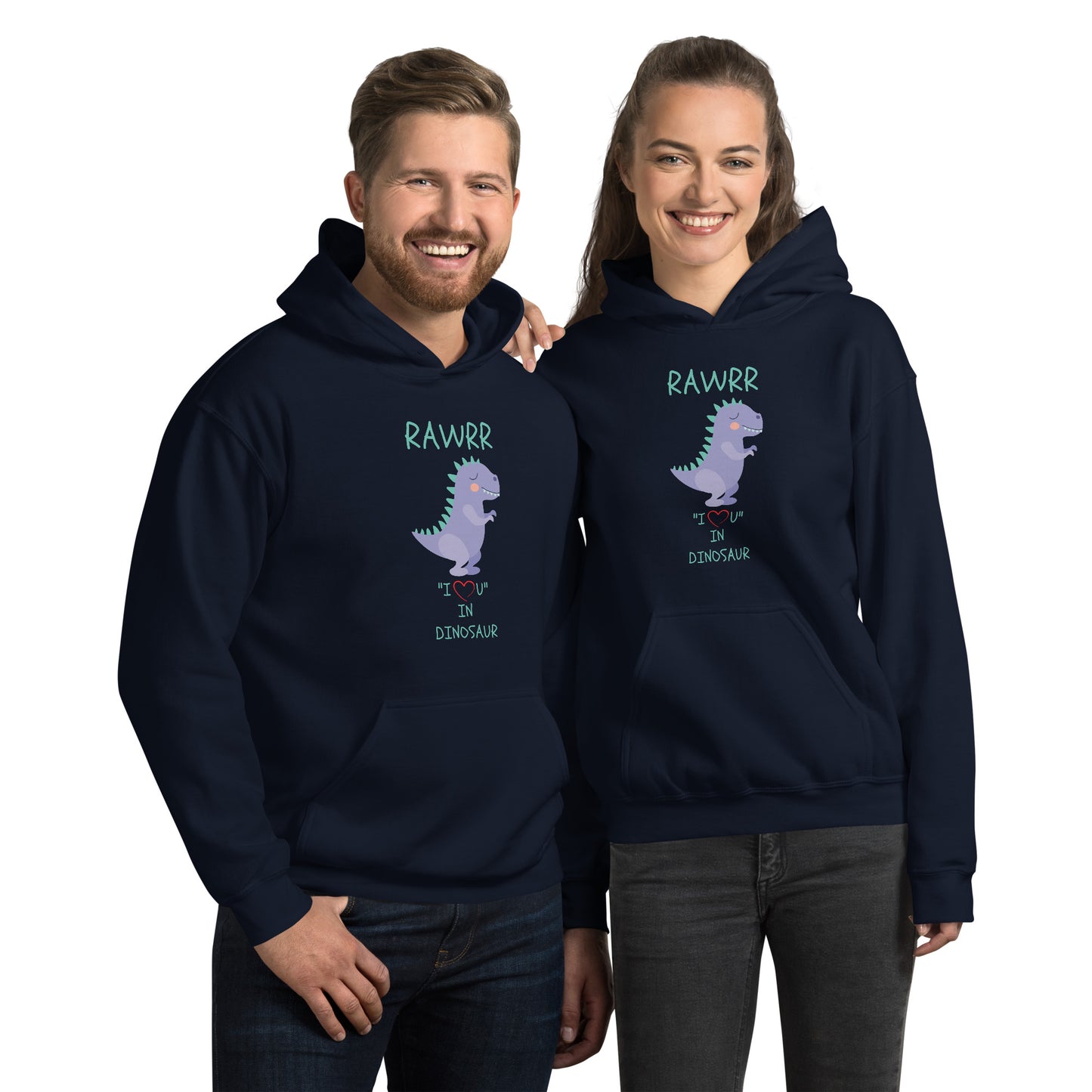 RAWRR "I Love You" In Dinosaur Unisex Hoodie