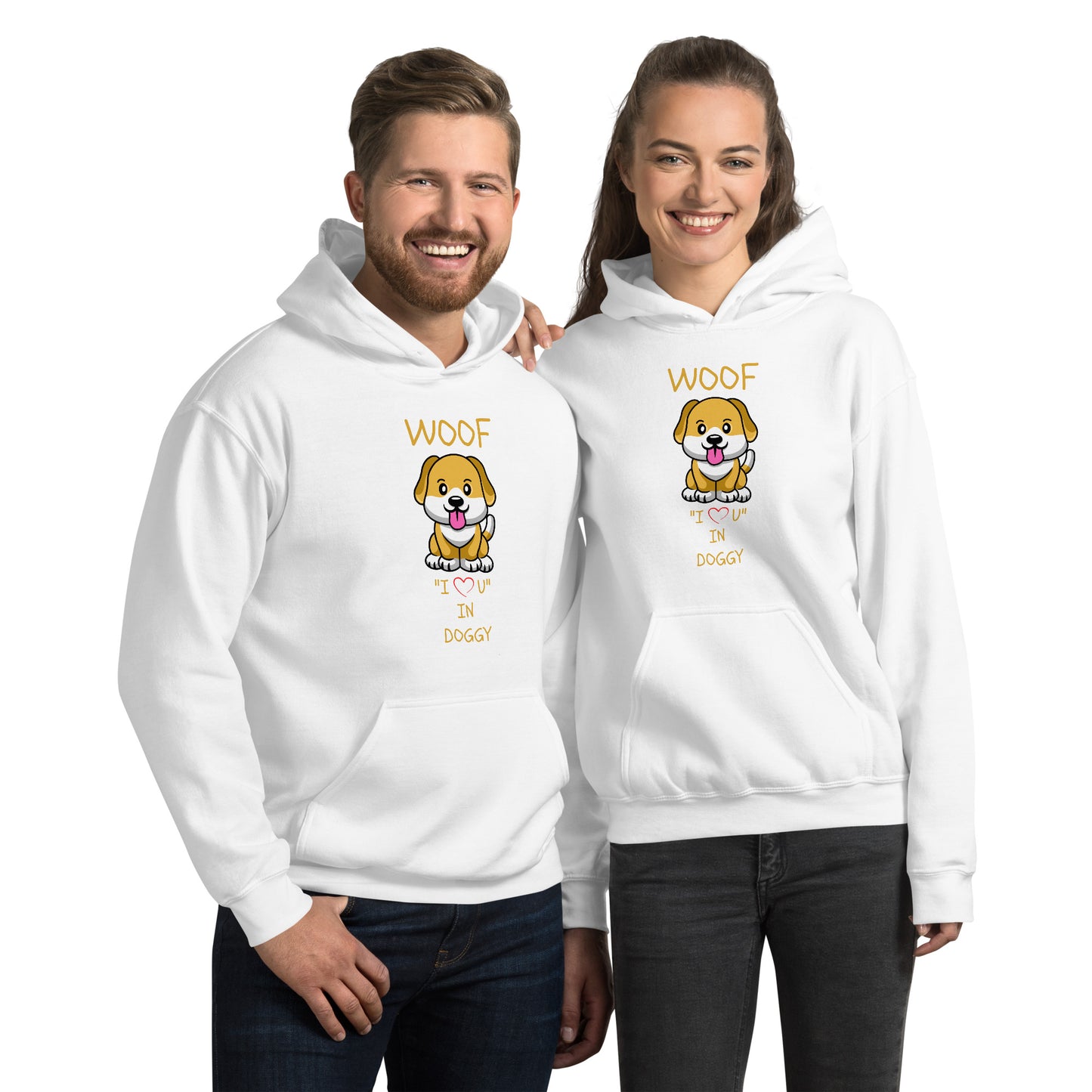 WOOF I "Love" U in Doggy Unisex Hoodie