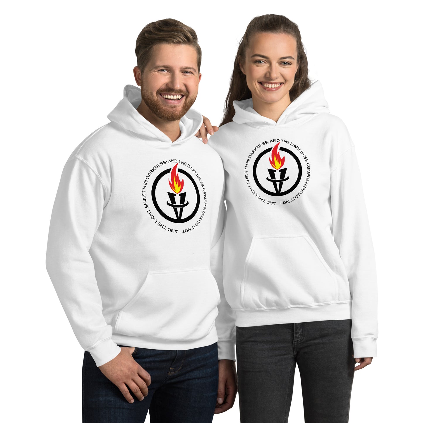 And the light shineth in darkness; and the darkness comprehended it not John 1:5 Unisex Hoodie