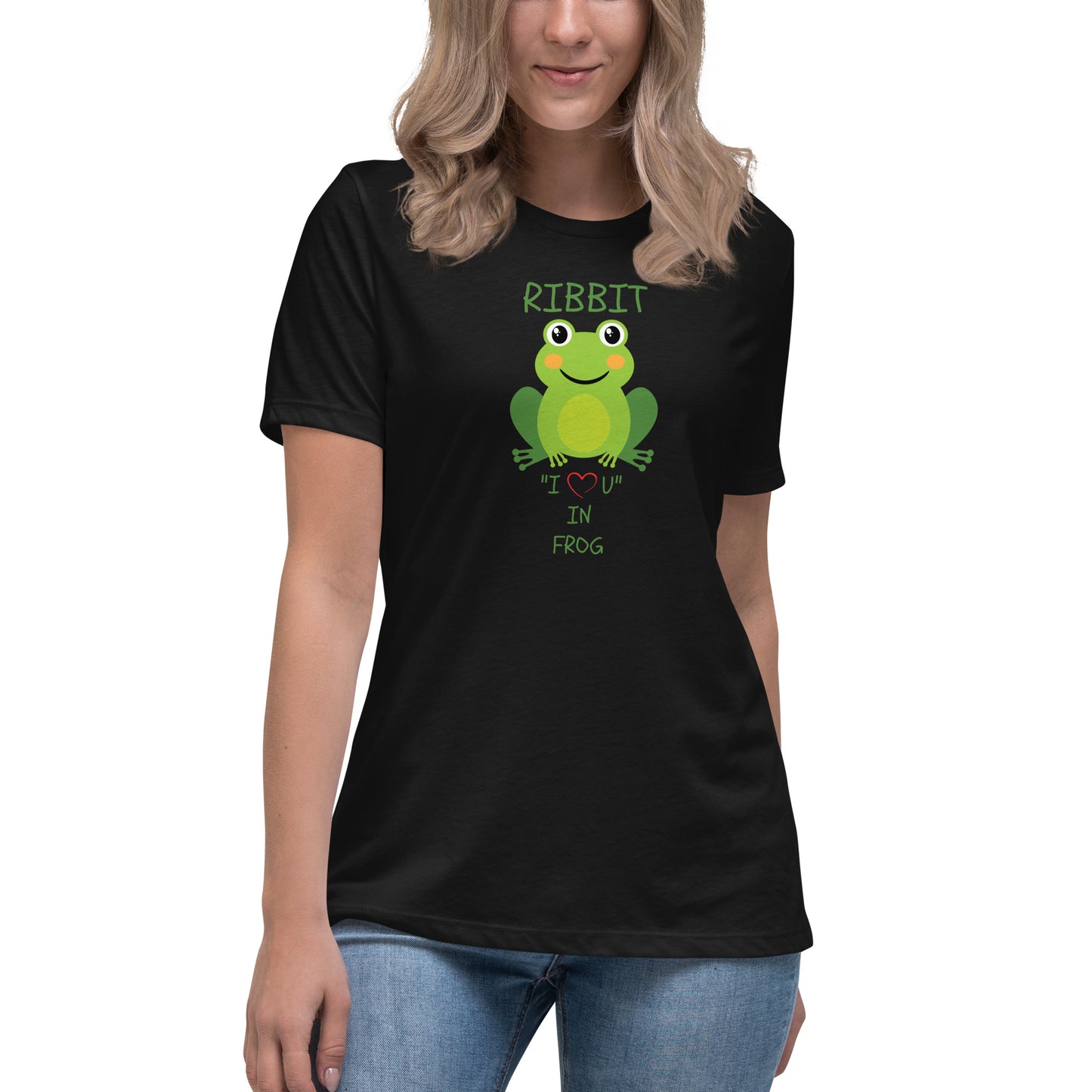 RIBBIT "I LOVE U" IN FROG Women's Relaxed T-Shirt