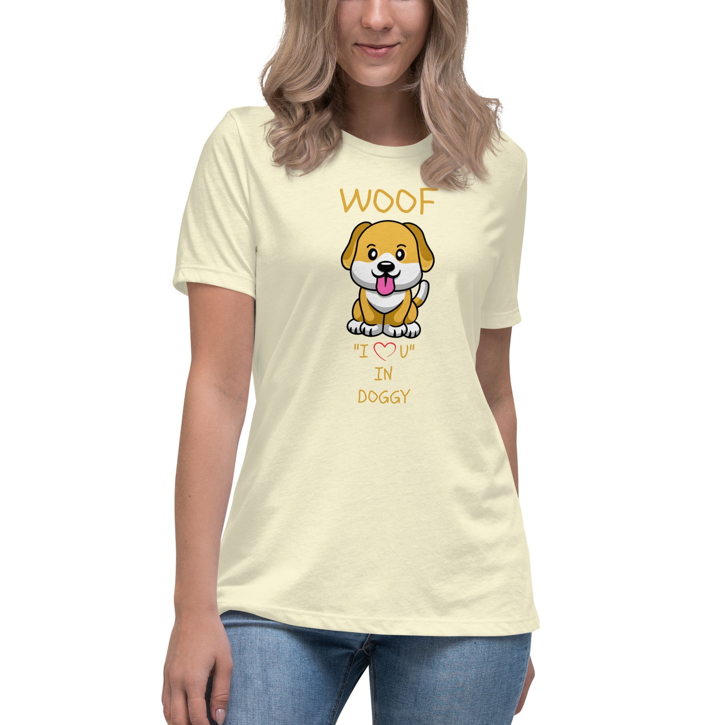 WOOF I "Love" U in Doggy Women's Relaxed T-Shirt
