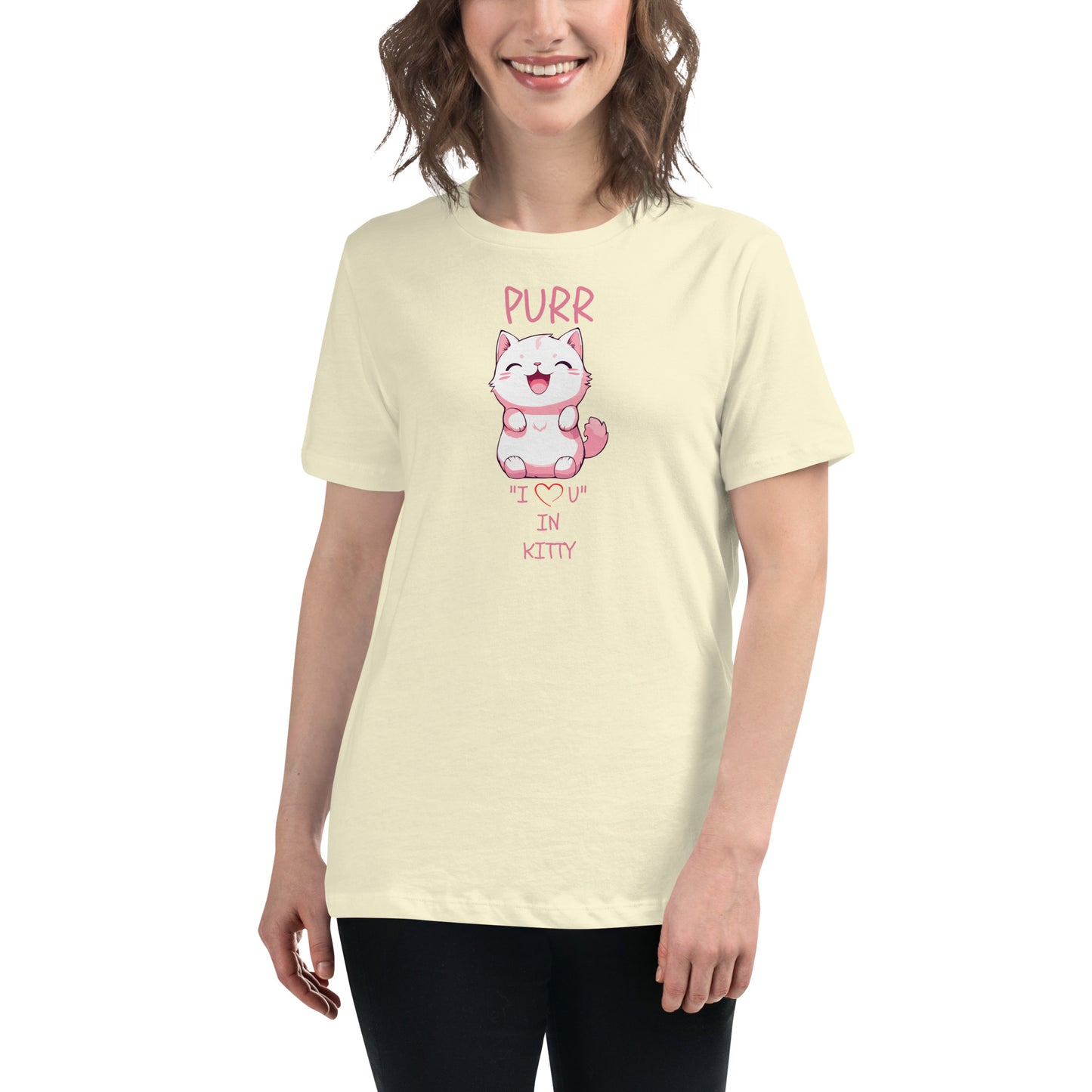 PURR "I LOVE U" IN KITTY Women's Relaxed T-Shirt