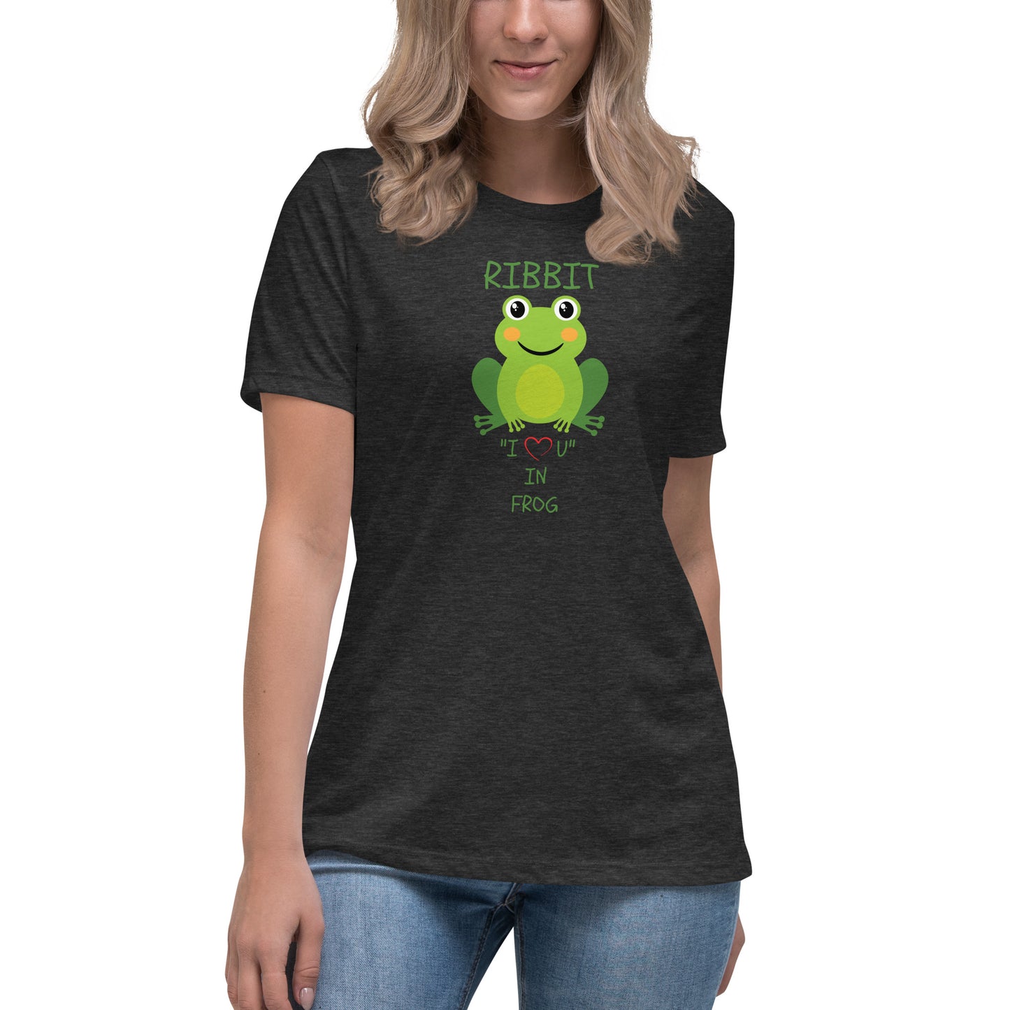RIBBIT "I LOVE U" IN FROG Women's Relaxed T-Shirt