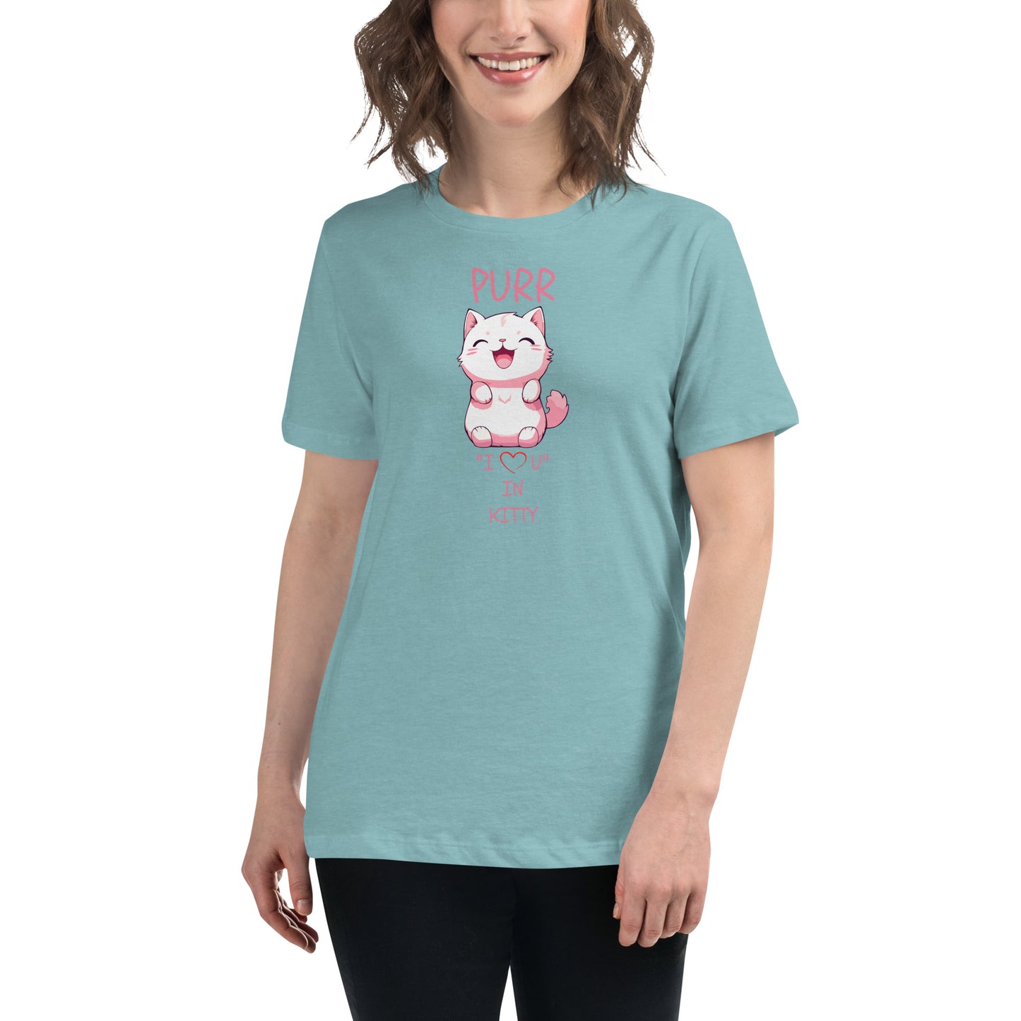 PURR "I LOVE U" IN KITTY Women's Relaxed T-Shirt