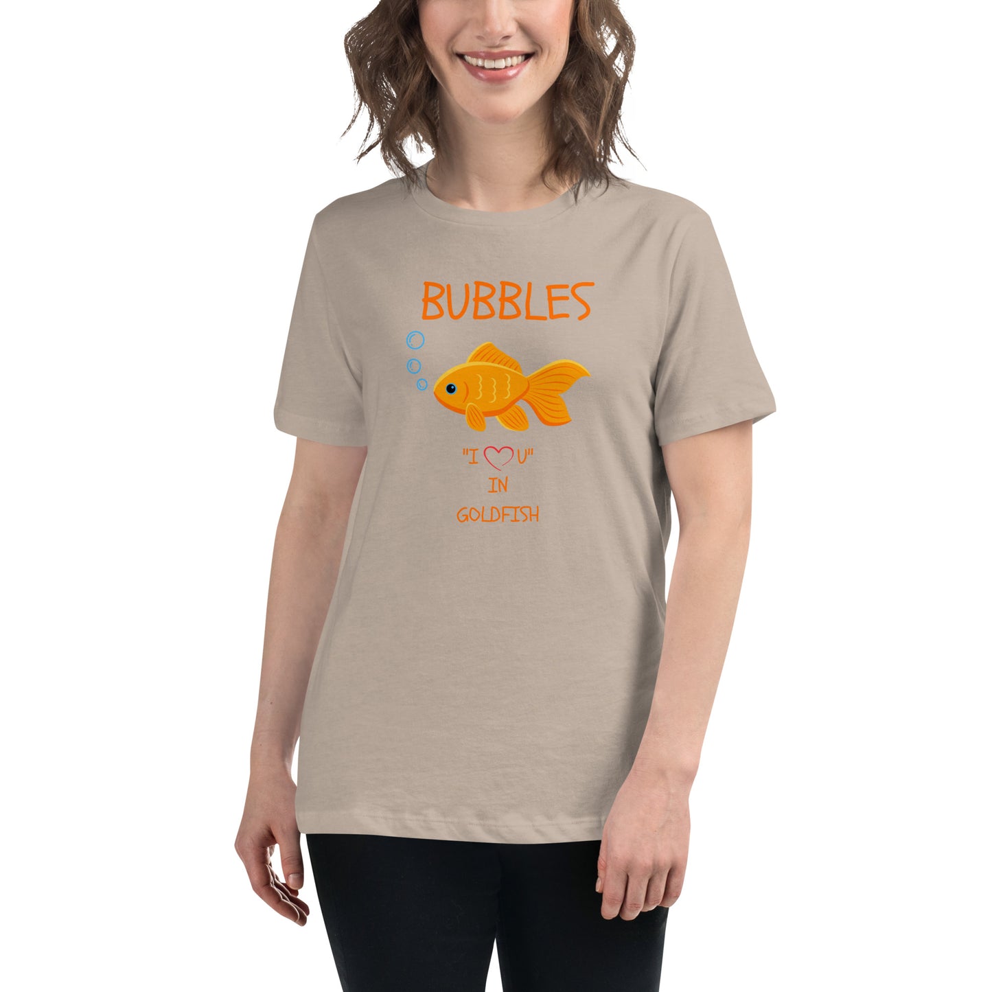 BUBBLES "I LOVE U" IN GOLDFISH Women's Relaxed T-Shirt