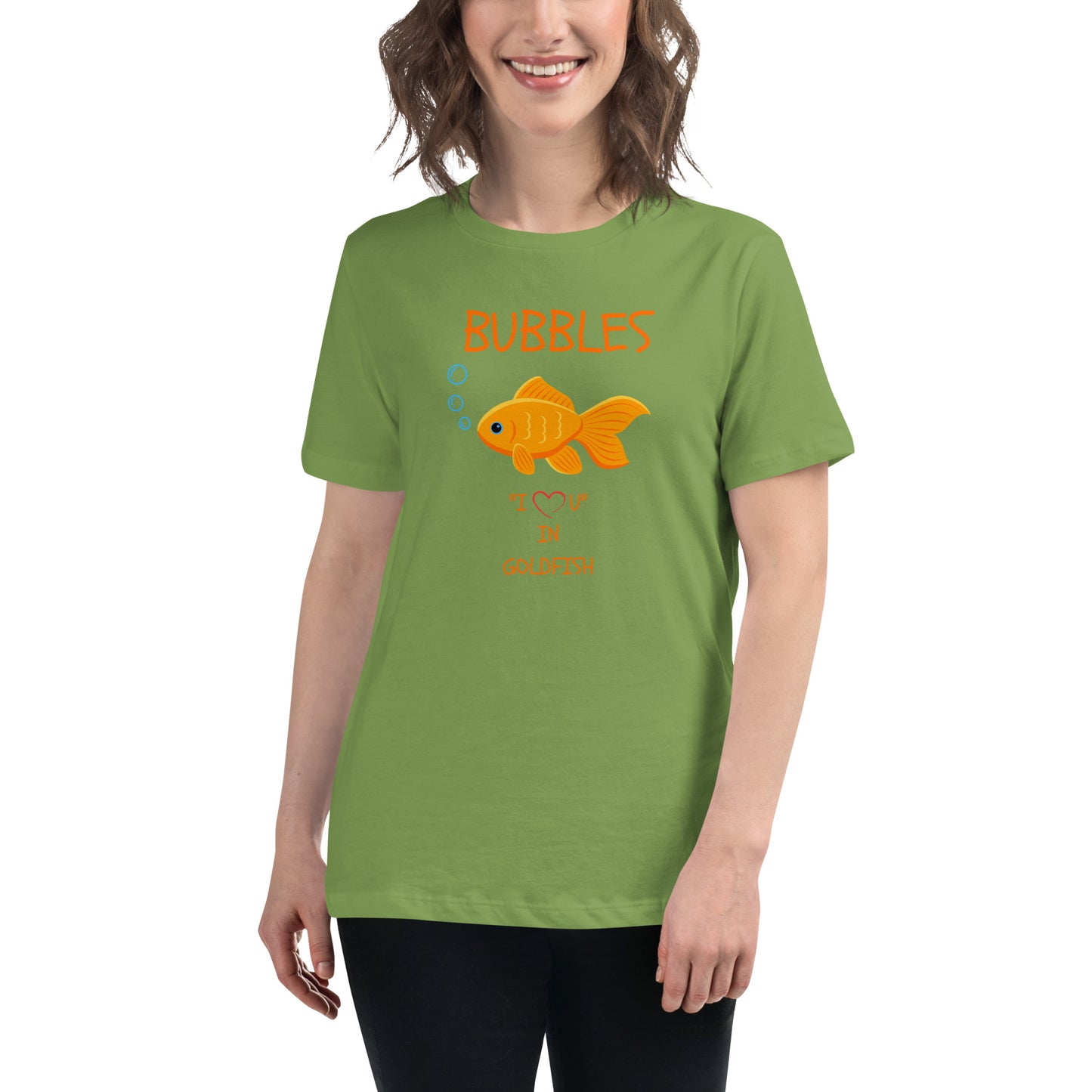 BUBBLES "I LOVE U" IN GOLDFISH Women's Relaxed T-Shirt