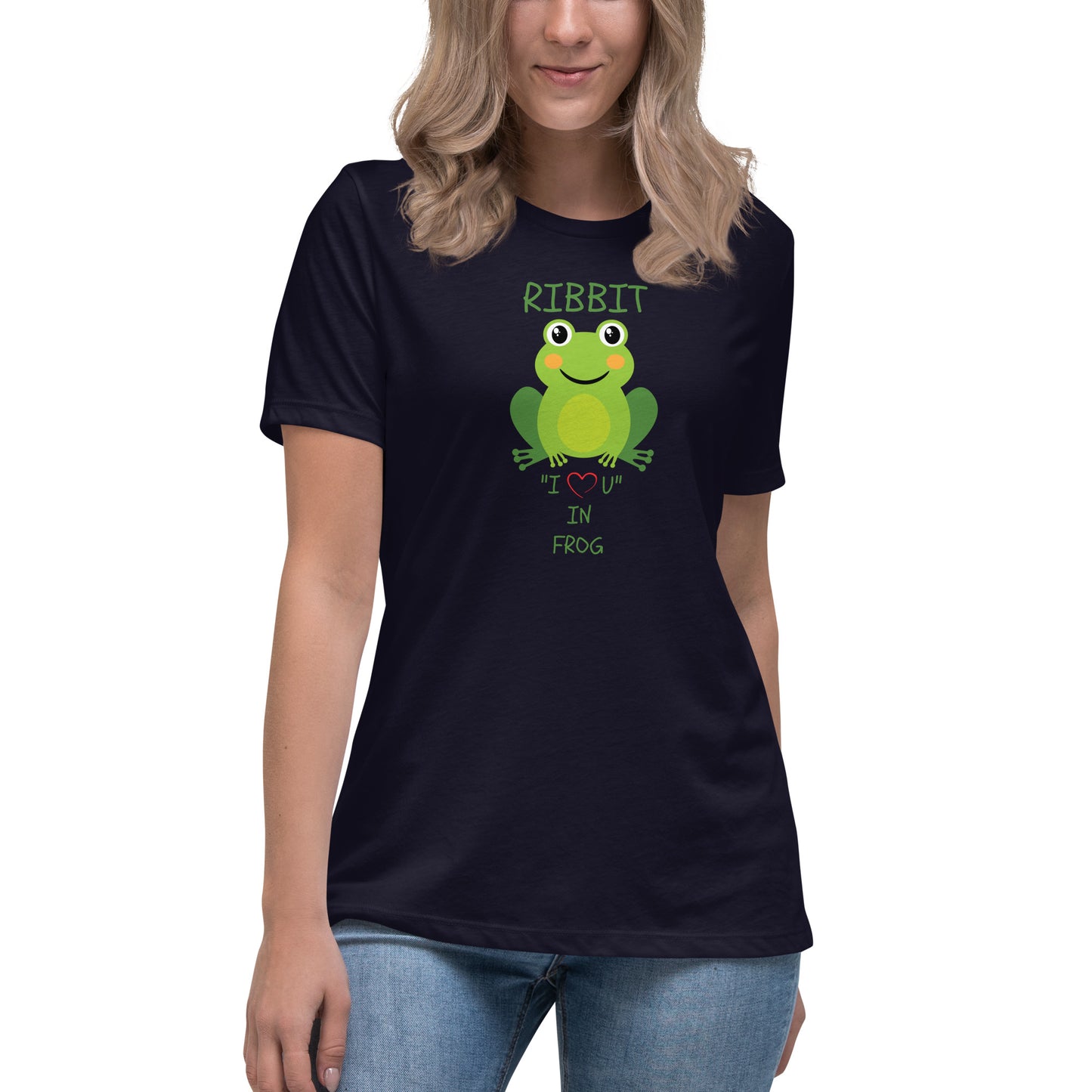 RIBBIT "I LOVE U" IN FROG Women's Relaxed T-Shirt