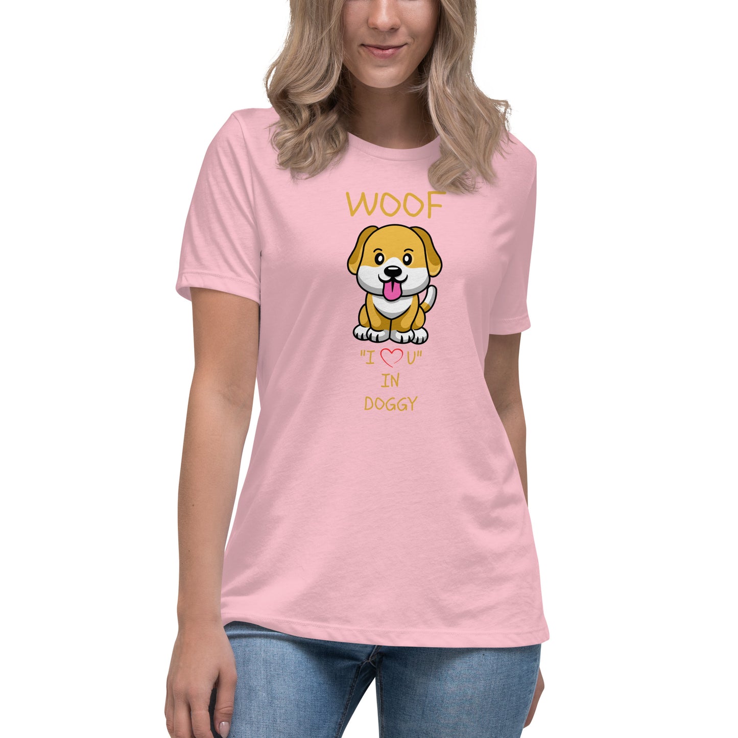 WOOF I "Love" U in Doggy Women's Relaxed T-Shirt