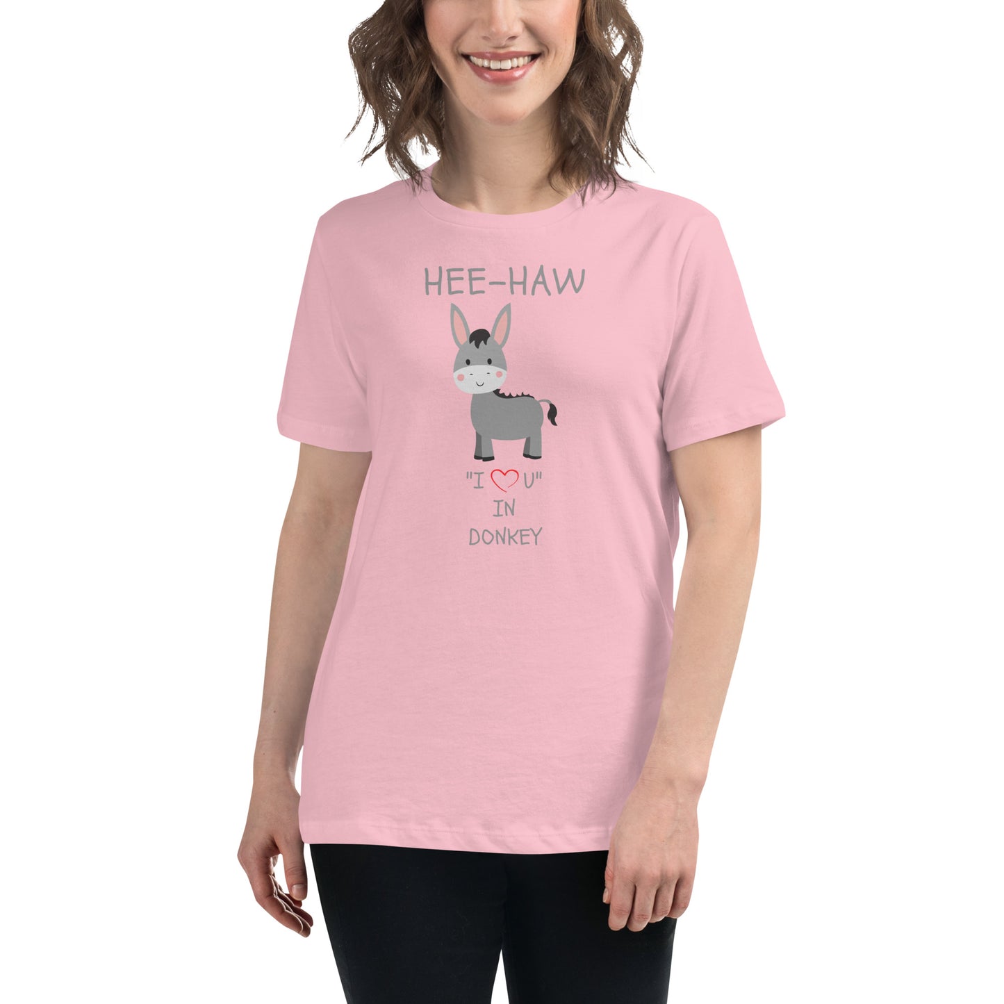 HEE-HAW "I LOVE U" IN DONKEY Women's Relaxed T-Shirt