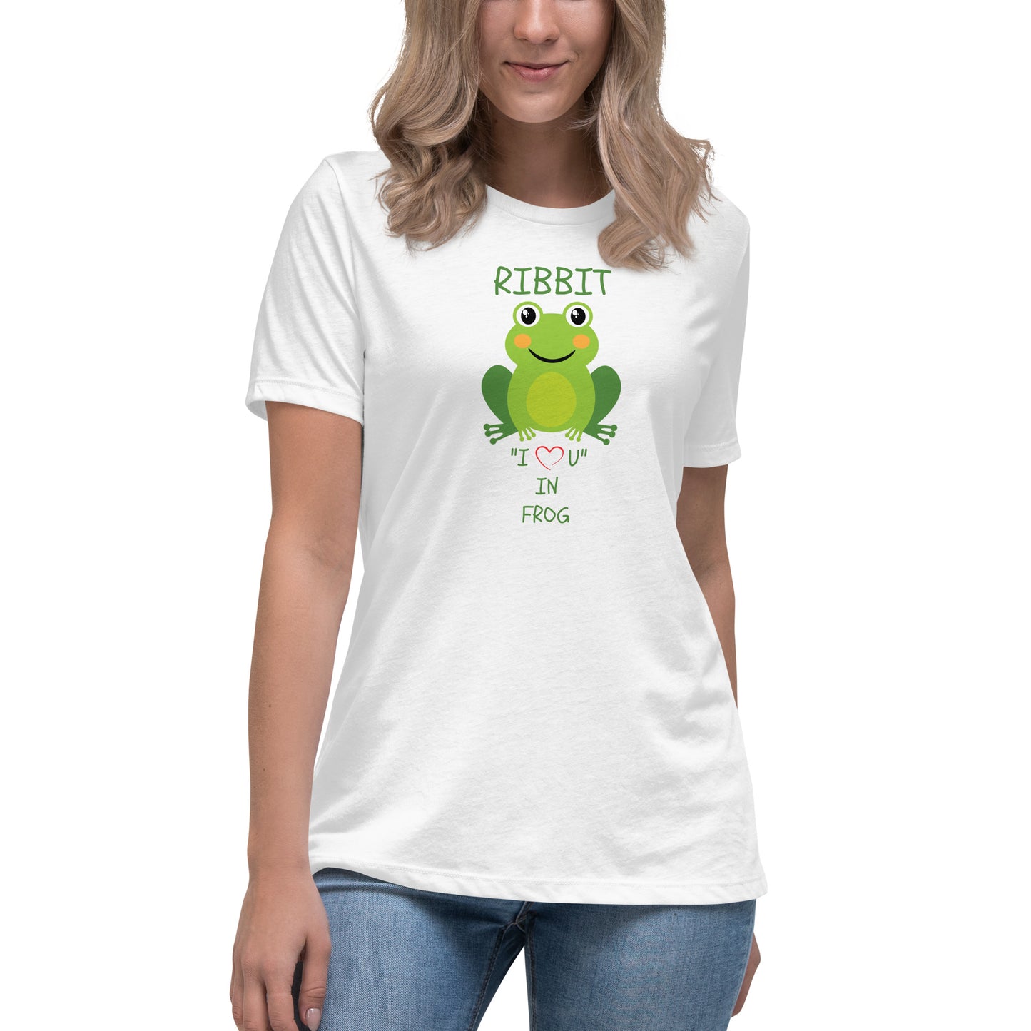 RIBBIT "I LOVE U" IN FROG Women's Relaxed T-Shirt